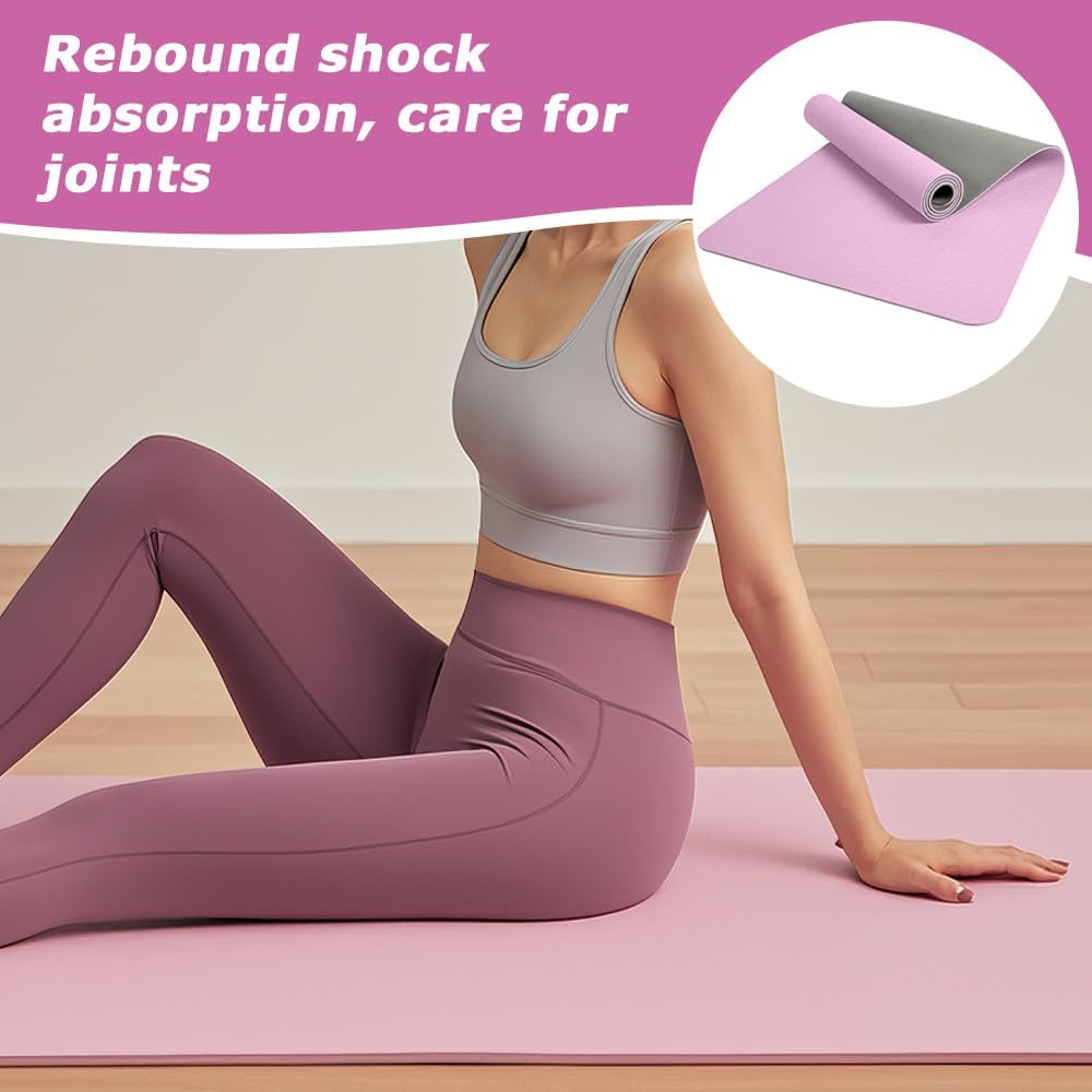 Wide Large Yoga Mat, Lightweight & Durable TPE Yoga Mat, Eco-Friendly Fitness Mat, Perfect for Yoga, Pilates,Gym Workouts,Exercise