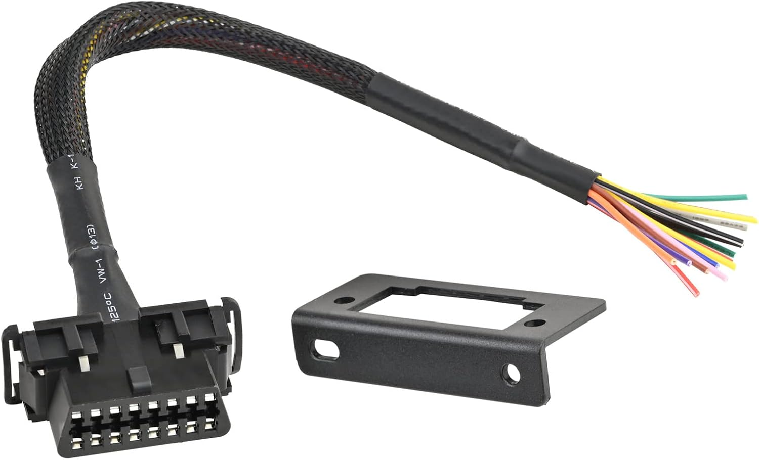 Ikkegol 30Cm/12 OBD2 OBD II 16 Pin J1962F Female to Open Braid Dash Port Replacement Cable Pigtail Fixed Wire Harness with Underdash Mount Bracket image number 4