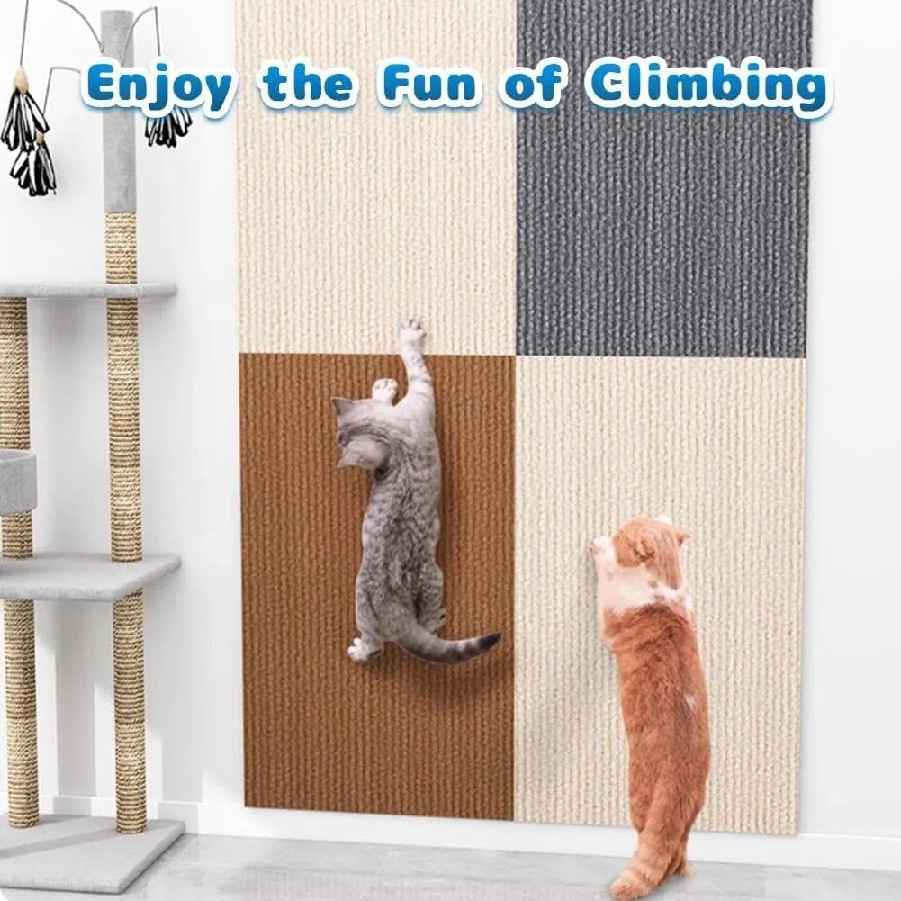 Cat Scratcher Mat-Trimmable Adhesive Cat Scratch Furniture Protector Pad for Wall, Couch & Floors -Durable Polyester Fiber,Beige, 40X100Cm,- Compatible with Wood, Plastic, Glass, and Leather- Haheihei - Beige image number 3