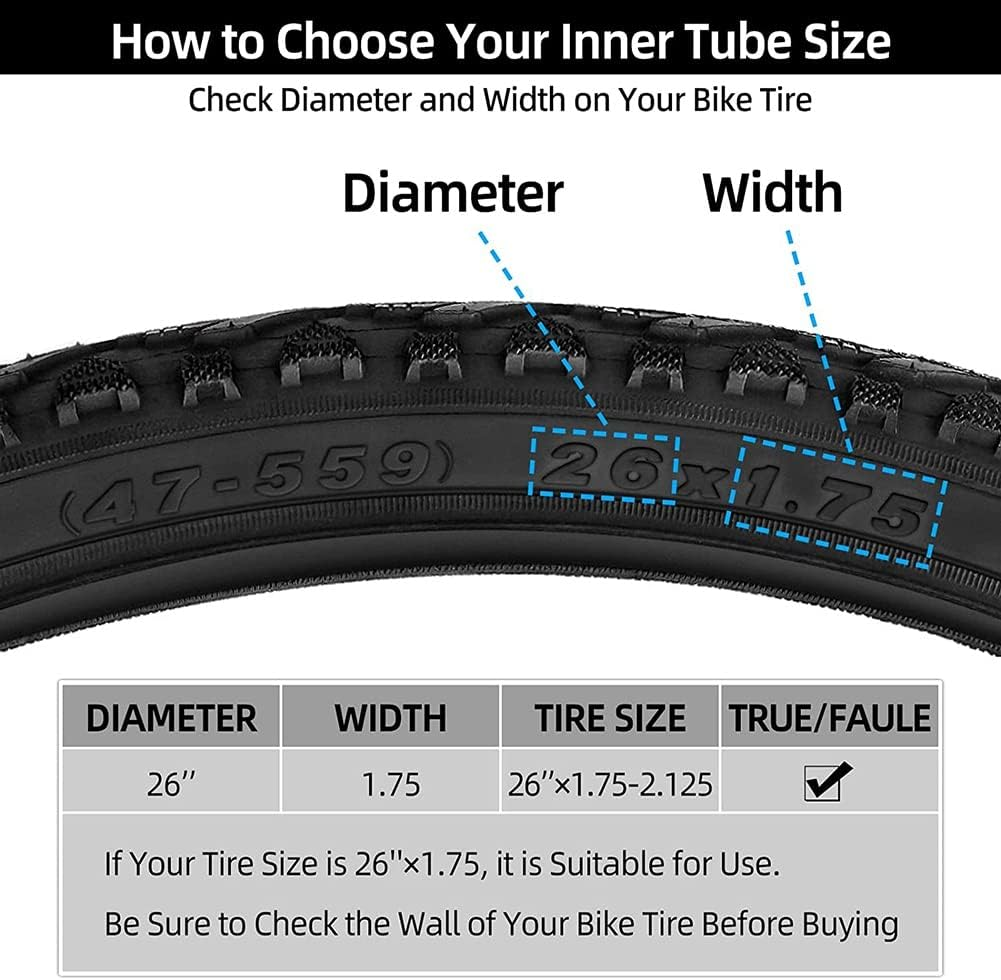 Spacesea 2-PCS 26 Inch Bike Tubes, 26X1.75/1.9/1.95/2.0/2.125 Bike Tire Tube, Mountain Bike Inner Tube with 32Mm Schrader Valve image number 6
