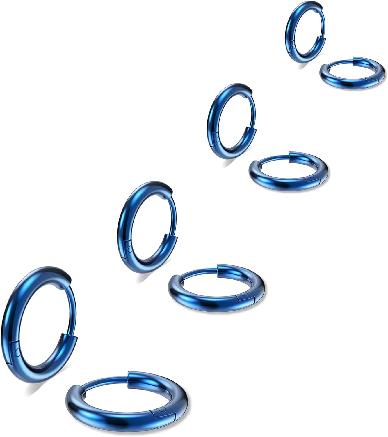 316L Surgical Stainless Steel Small Hoop Earrings 8Mm 10Mm 12Mm 14Mm Hypoallergenic Huggie Hoop Earrings Helix Lobes Hinged Sleeper Earrings Men Women for Cartilage Piercings