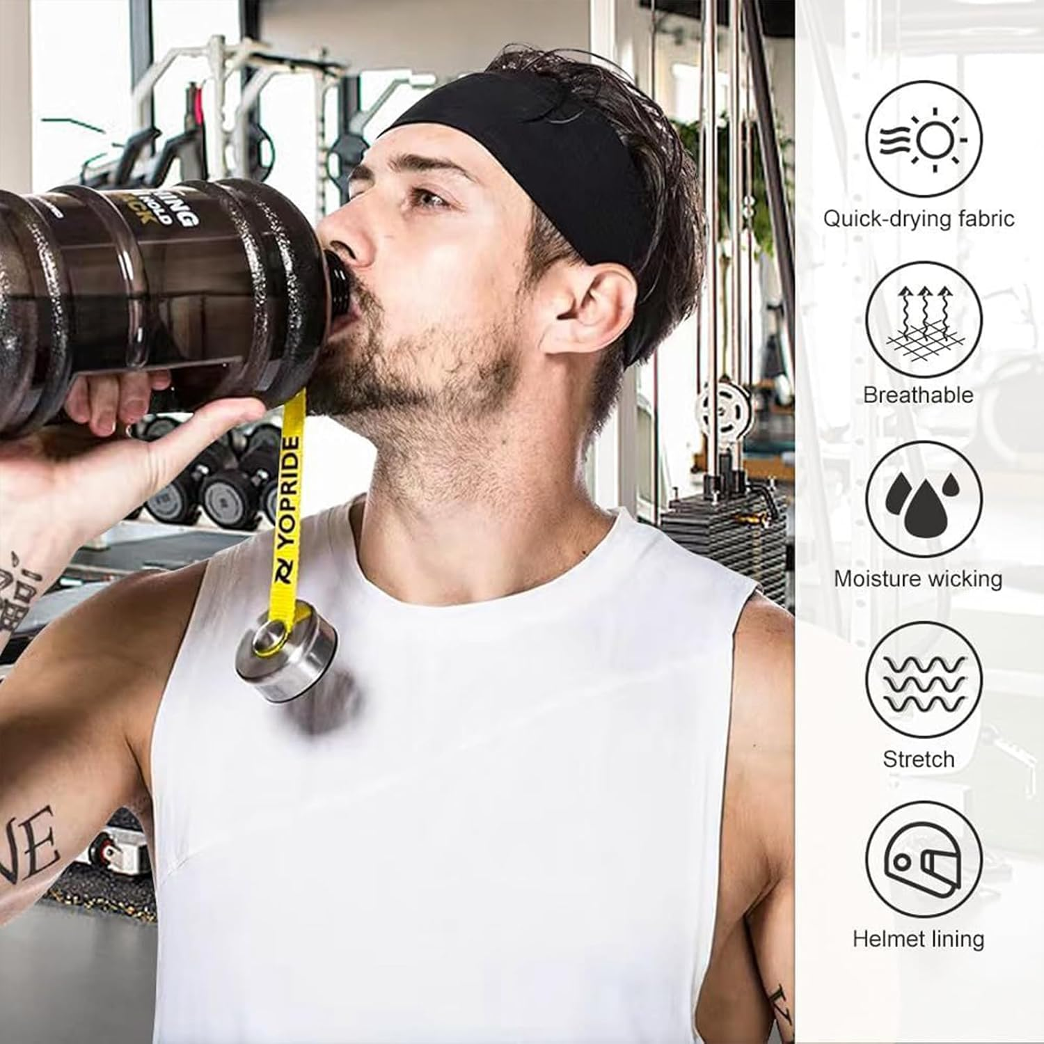 RIBHNXHI Workout Headband for Women Sports Running Exercise Wide Headband Gym Hairband Athletic Thick Non Slip Yoga Sweatband Fitness Headband for Women image number 2