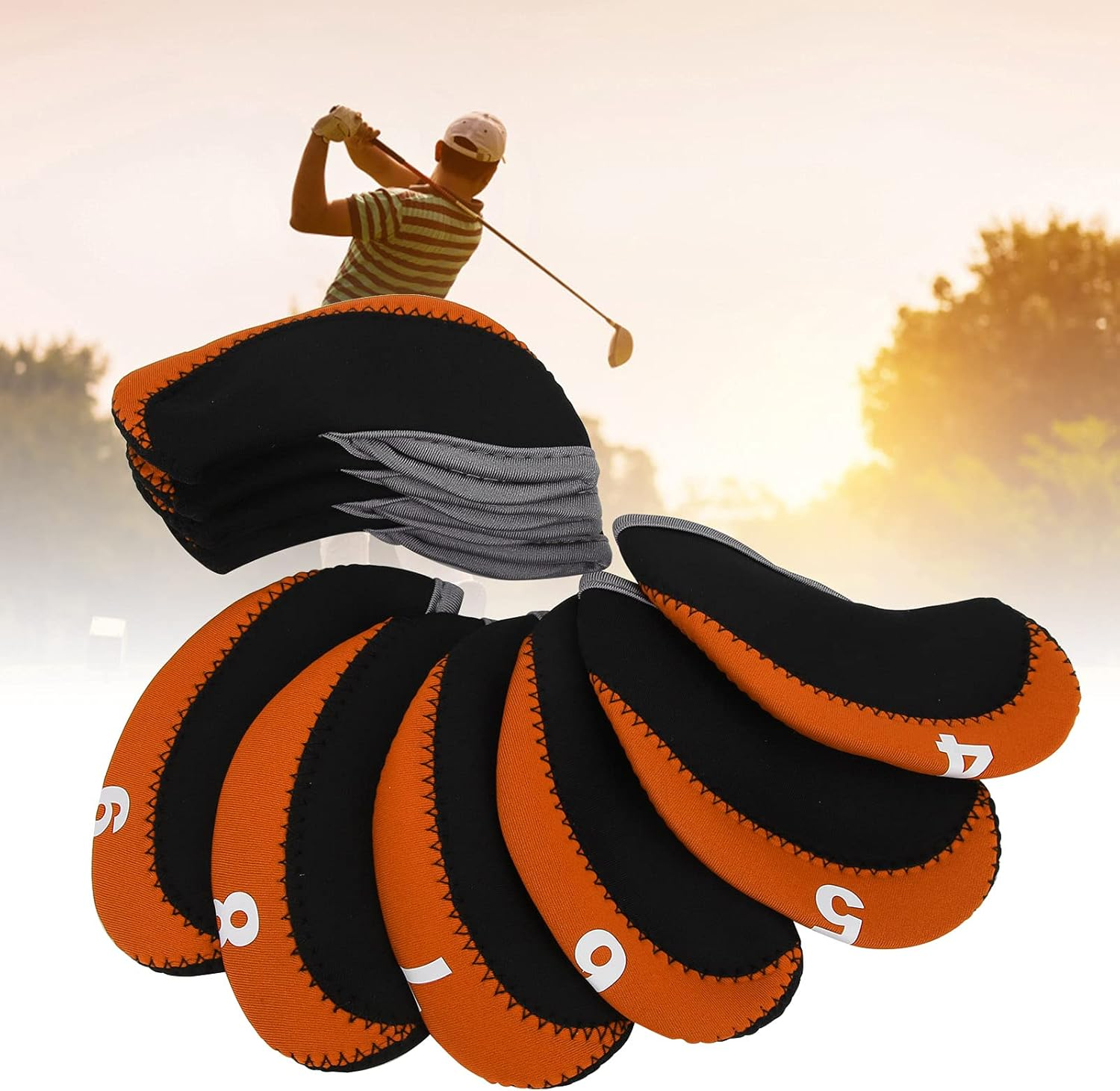 Keshow Golf Irons Club Head Covers, Convenient Easy to Distinguish Golf Ball Club with Number Identification for Golf Club for Protection image number 3