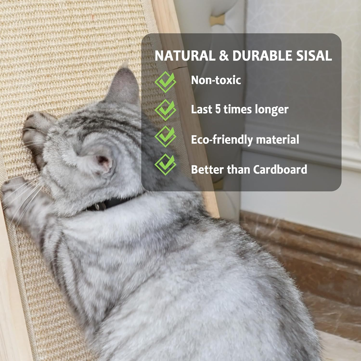 Cat Scratcher - for Valentine'S Day L-Shaped Cat Scratching Post for Indoor Cats, 3-Way Durable Sisal Scratching Pad, Natural Wood Furniture Protector for Sofa & Lounge image number 4