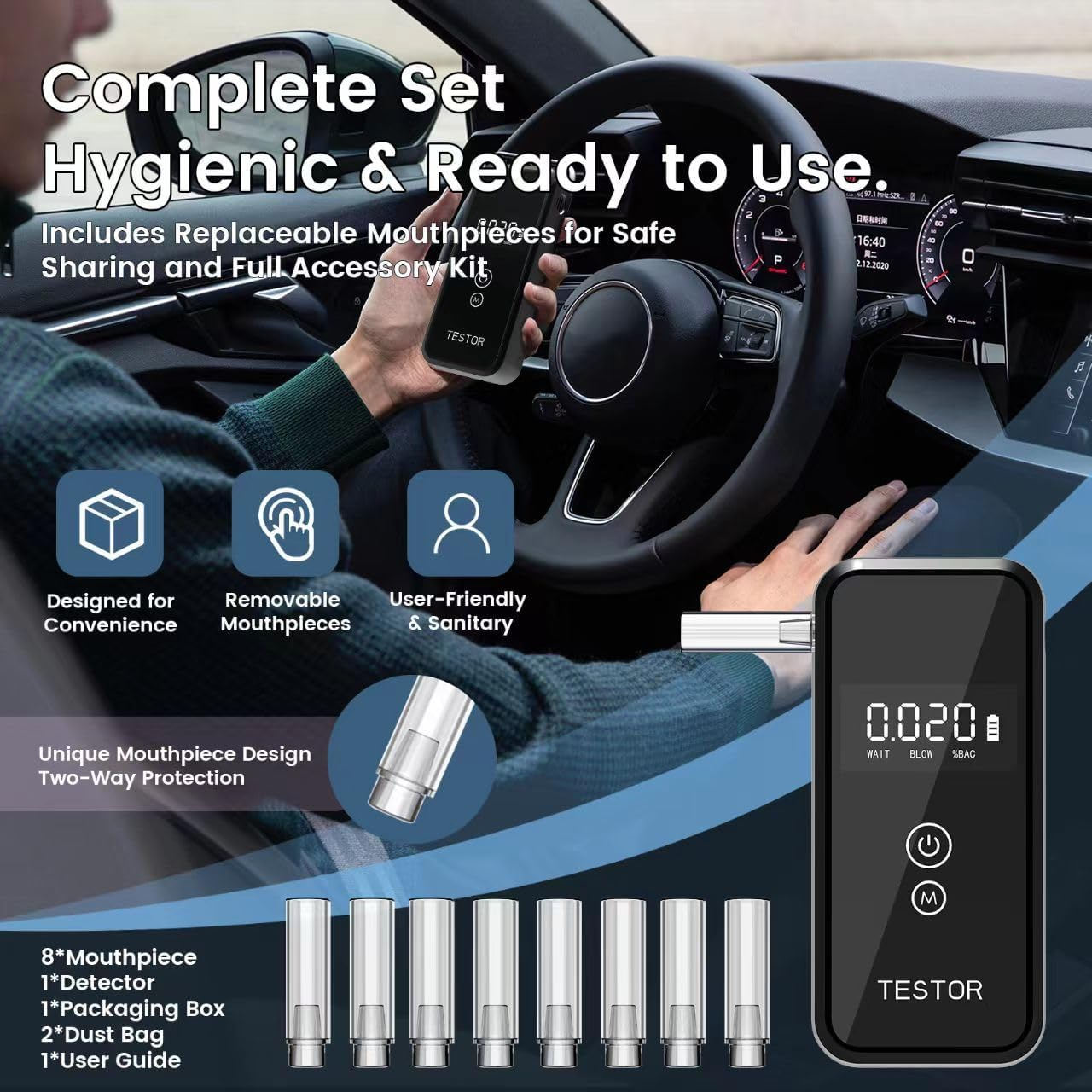 Breathalyzer Portable Alcohol Tester -2025 Digital Screen & High Accuracy Complies with Australian Standard for Personal, Home, Professional Use