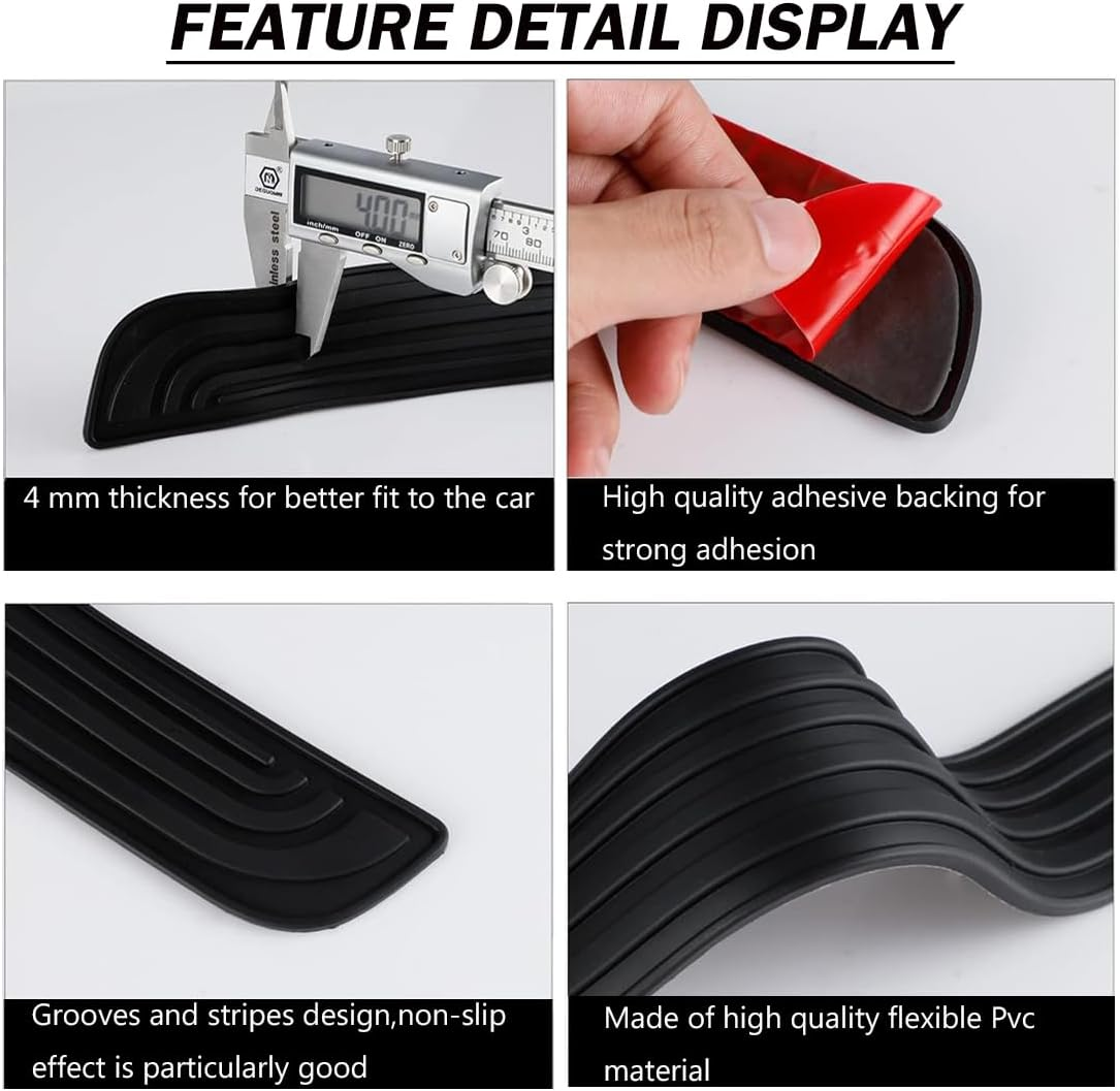 4 Pcs Car Door Sill Scuff Plate Cover,Universal Car Door Threshold Protection,Pvc Soft Rubber Front/Rear Door Sill Scuff Plate Guard,Welcome Pedal Protector Cover (Black) image number 3
