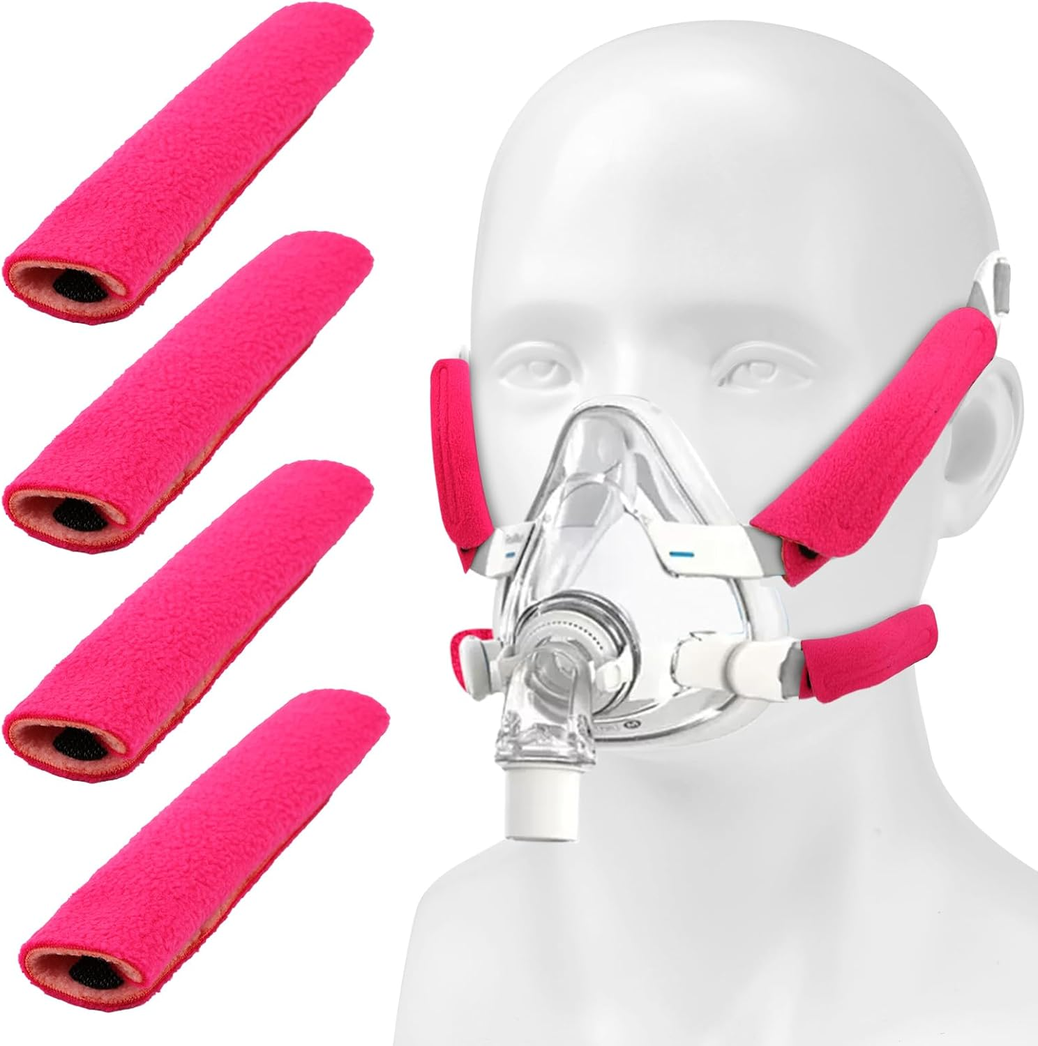 4Pcs Positive Pressure Headgear Strap Covers, Soft Positive Pressure Face Cushion Pads Reusable Breathable Mask Strap image number 3