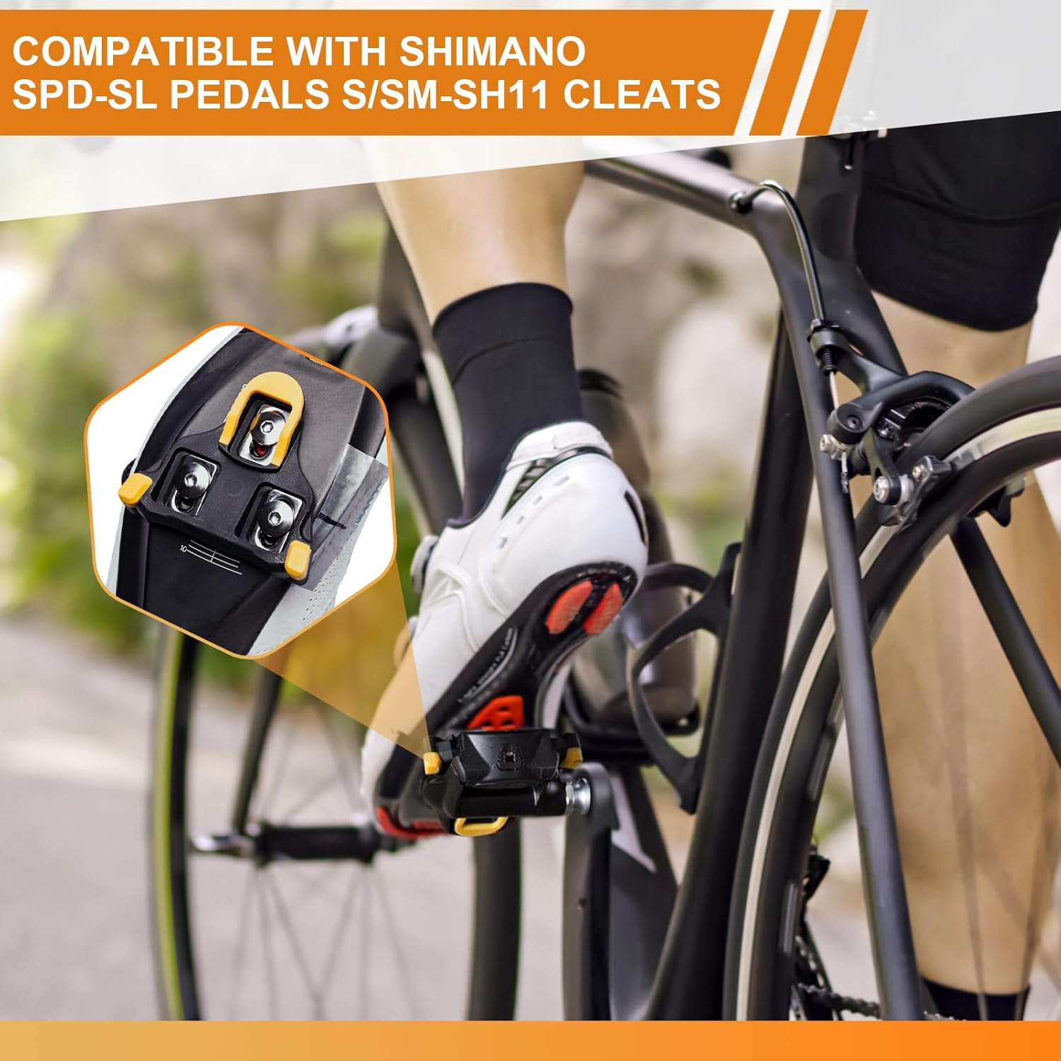 Bicycle Pedal Cleats, Road Bike Pedal Plates Cleats for Shimano SPD SL Precision, Cycling Cleat Compatible with SPD SL SM-SH10 SM-SH11 SM-SH12 for Road Biking, Cycling Racing, Competition Cycling image number 5