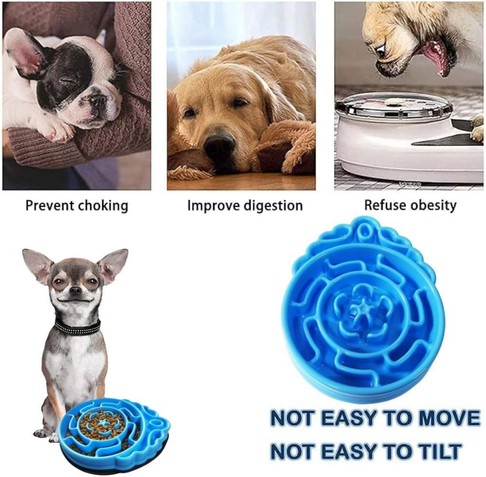 Dog Bowls Slow Feeder, Dog/Cat Puzzle Bloat Stop to Slow down Eating,Dog Dishes,Large Medium Small Breed & Puppy Dog No Choking Slow Feeder Bowl,Dog Food Water Bowl with Blue Water Drop Pattern image number 3