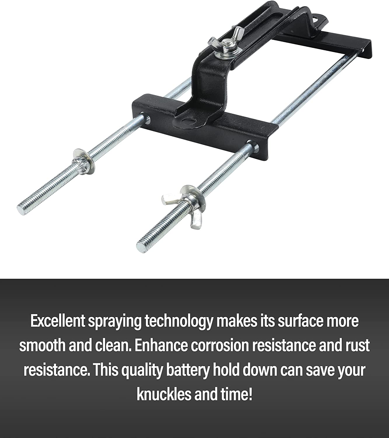 ESEWALAS Adjustable Battery Hold Down,Battery Tie down Kit,Universal Battery Crossbar with J Bolt Battery Hold down Bracket,Stainless Steel J Bolt Sets Car Battery Holder,Battery Tie down Holder image number 3
