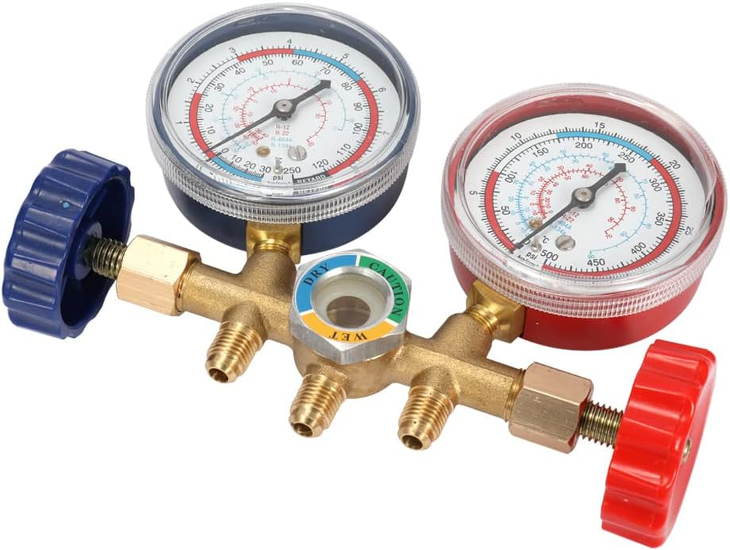 Relogic Refrigerant Gauge AC Diagnostic Manifold Freon Gauge Set Refrigerants