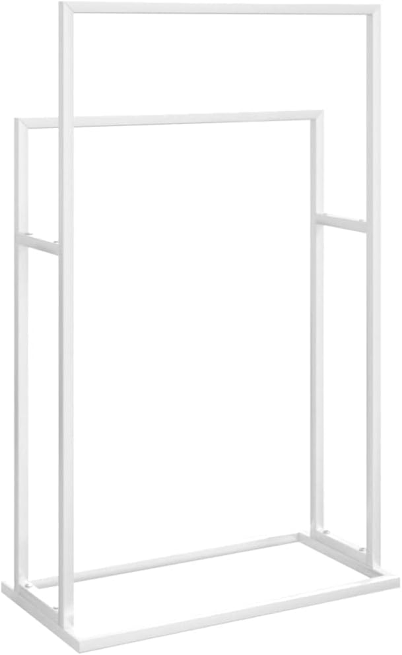 Vidaxl White Freestanding Towel Rack &ndash; Made of Robust Iron with 2-Tier Storage, Ideal for Bathroom Organisation and D&eacute;cor. image number 2