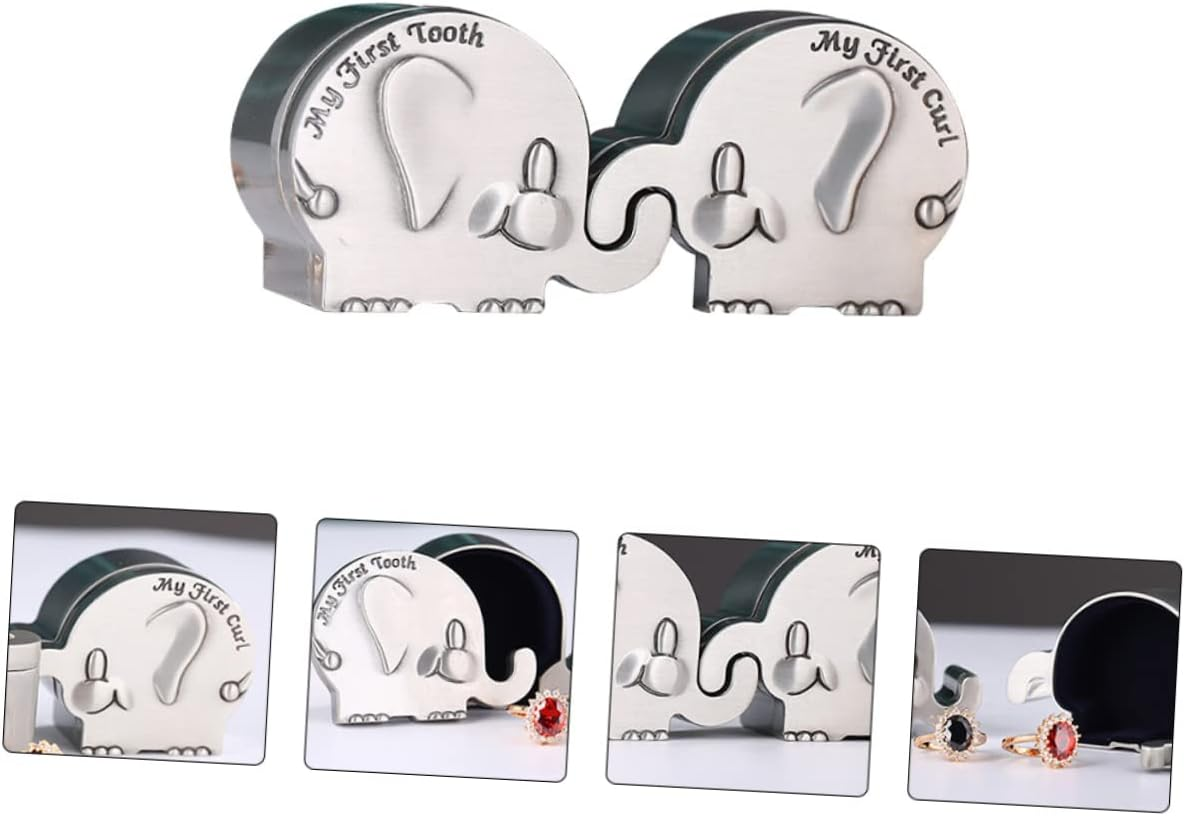 UPKOCH Metallic -Shaped First Tooth and First Curl Keepsake Box for Newborns Baby Hair and Tooth Storage Container Infant Memory Holder image number 5