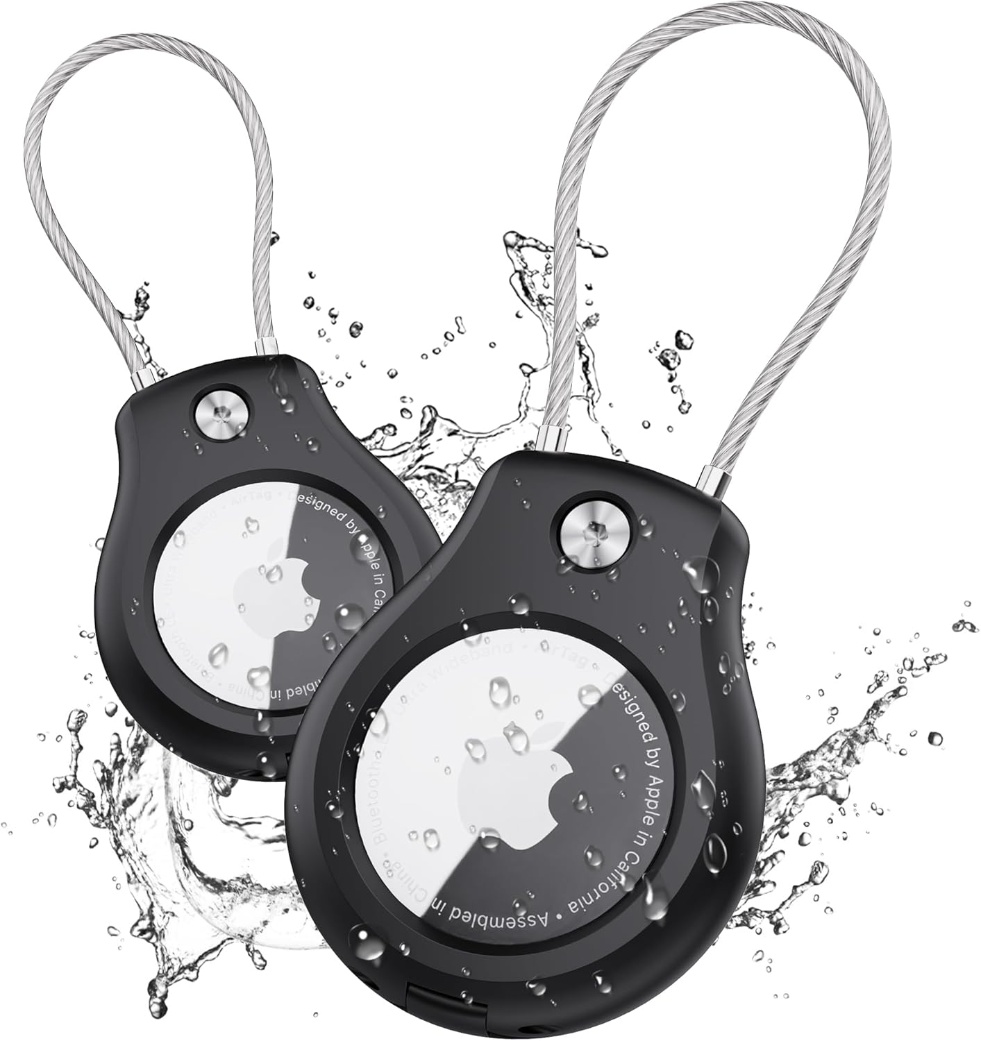 Airtag Keychain Holder 2 Pack, Waterproof Lock Airtag Case, Compatible with Apple Airtags Keyring, Ultra Secure for Luggage, Key Ring Key Chain Luggage Tag Backpack& More