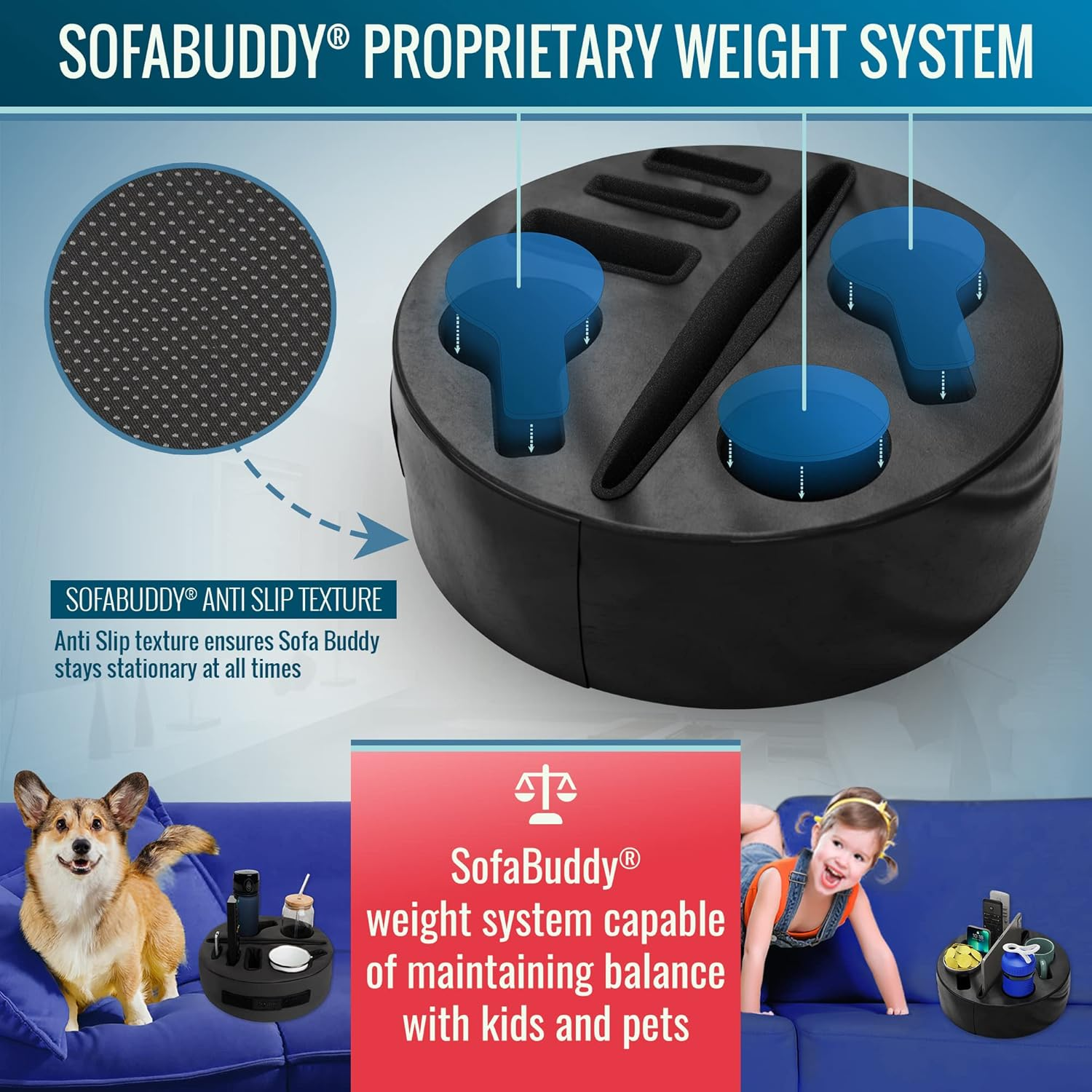 Convenient Couch Cup Holder, Couch Caddy, Sofa Cup Holder. the Perfect Couch Accessory 99D5-Circle-Leather-Black - 99D5-Circle-Leather-Black image number 4