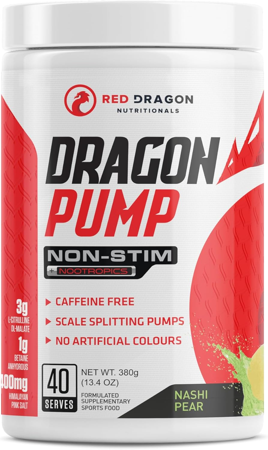 Red Dragon Nutritionals Dragon Pump Non-Stim Pre Workout Powder 380 G, Strawberry Burst