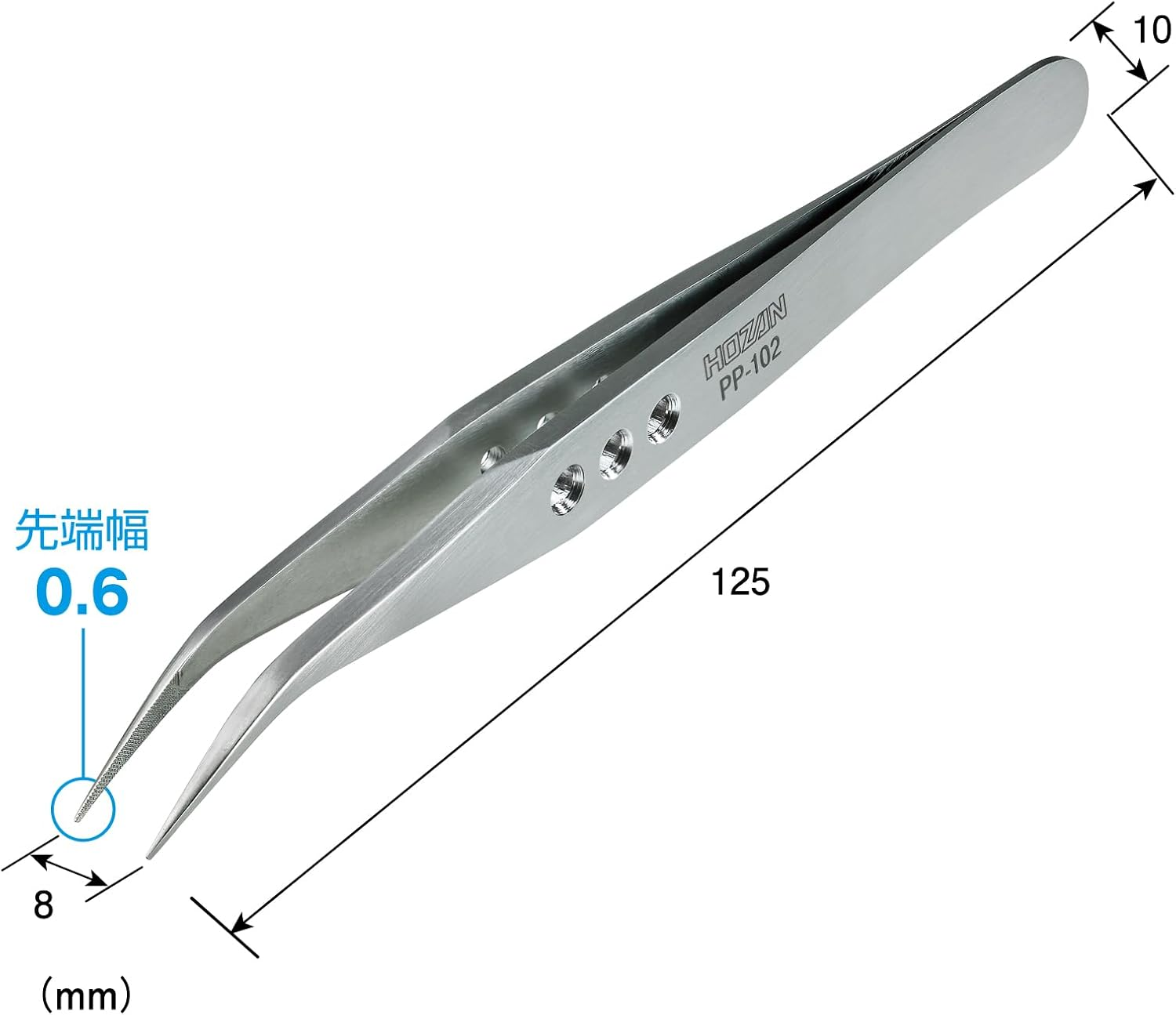 Hozan (HOZAN) Tweezers (Tweezers) Thick Finished Thickness 2.8Mm Tip Width 0.6 Mm PP-102 image number 6