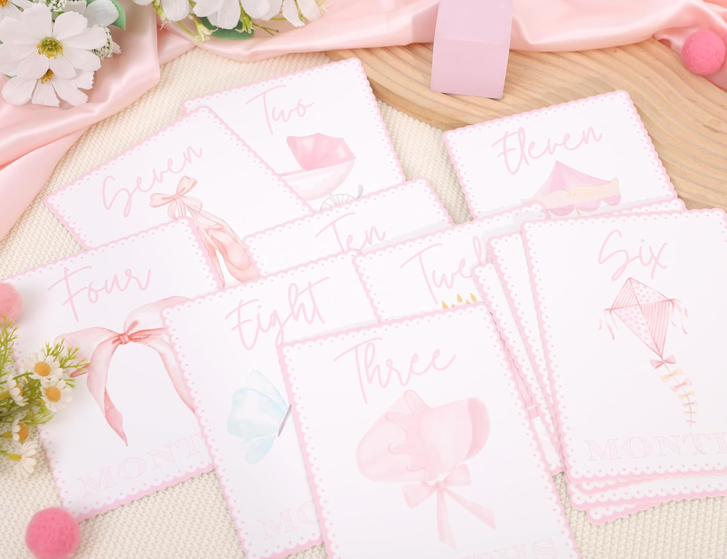 WAUAO Gingham Milestone Monthly Cards - My First Milestone Cards, Baby Shower Photo Props,Baby Milestone Monthly Memories,Boys/Girls Photo Props (Pink) - Pink image number 6