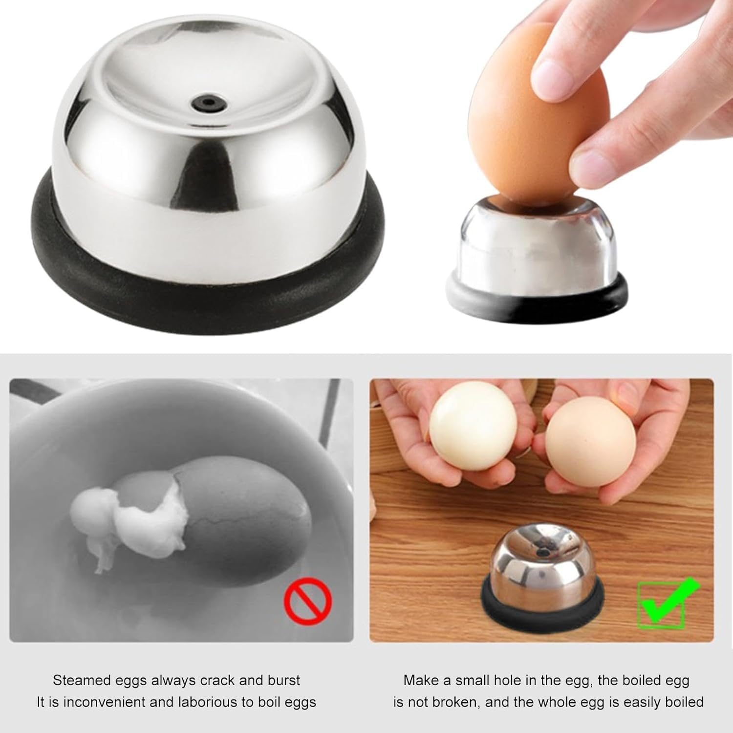 Egg Picker, Egg Picker, Egg Picker, Egg Punch, Egg Punch, Stainless Steel, Dishwasher Safe, for Hard Boiled Kitchen Utensils, Bar Cooking Egg (Black) image number 4