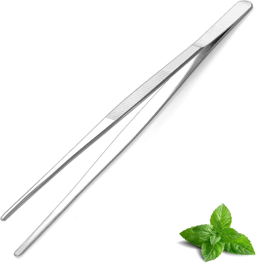 Berglander Kitchen Tweezers Fine Tweezer Tongs 30Cm/12, Extra-Long Stainless Steel Cooking Tweezers Cooing Tong Dishwasher Safe