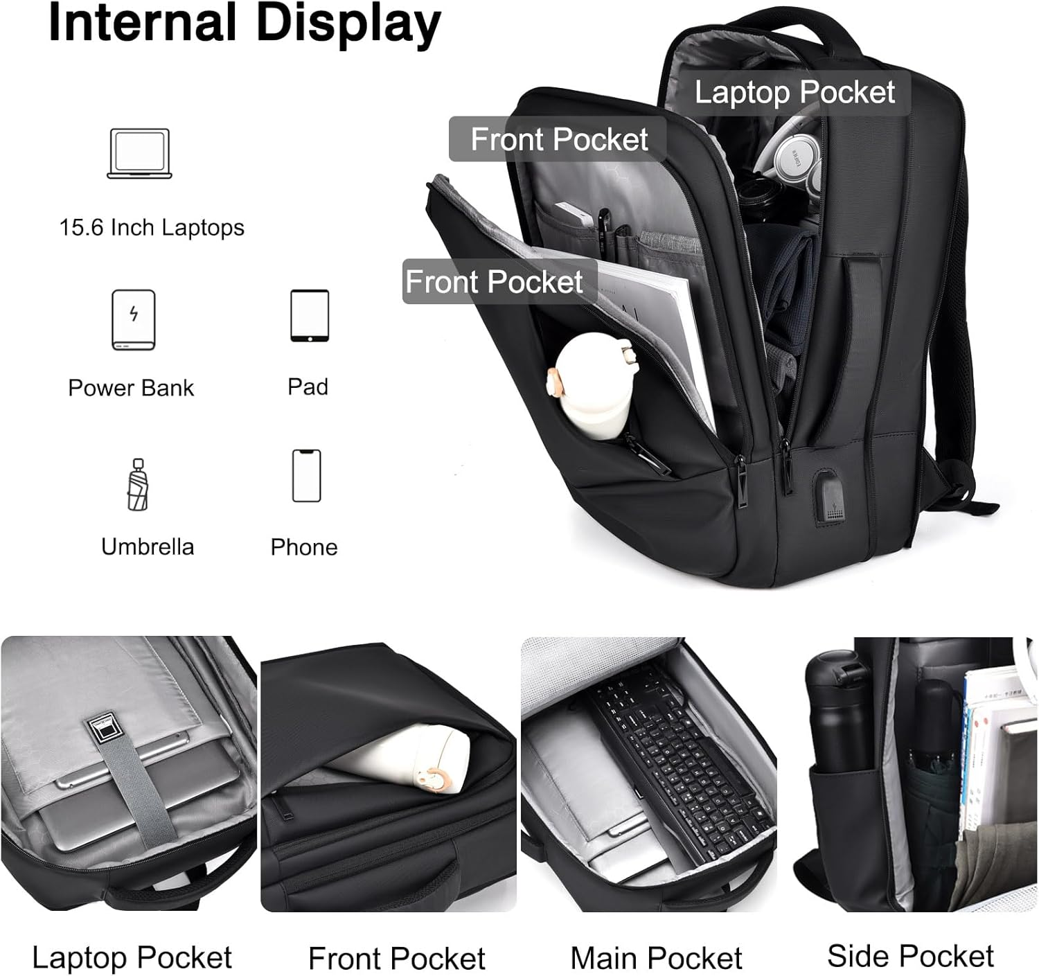 FANDARE Business Casual Backpack Expandable Laptop Rucksack for Men Laptop - Green image number 2