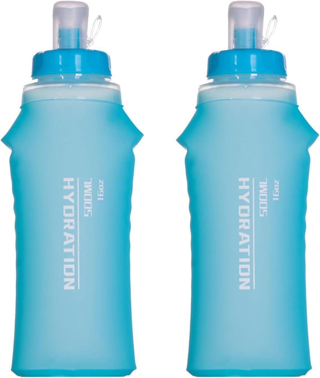 2Pcs 500Ml TPU Soft Flask Sports Water Bottle for Hydration Pack for Running Hiking Cycling Climbing Jogging Marathon