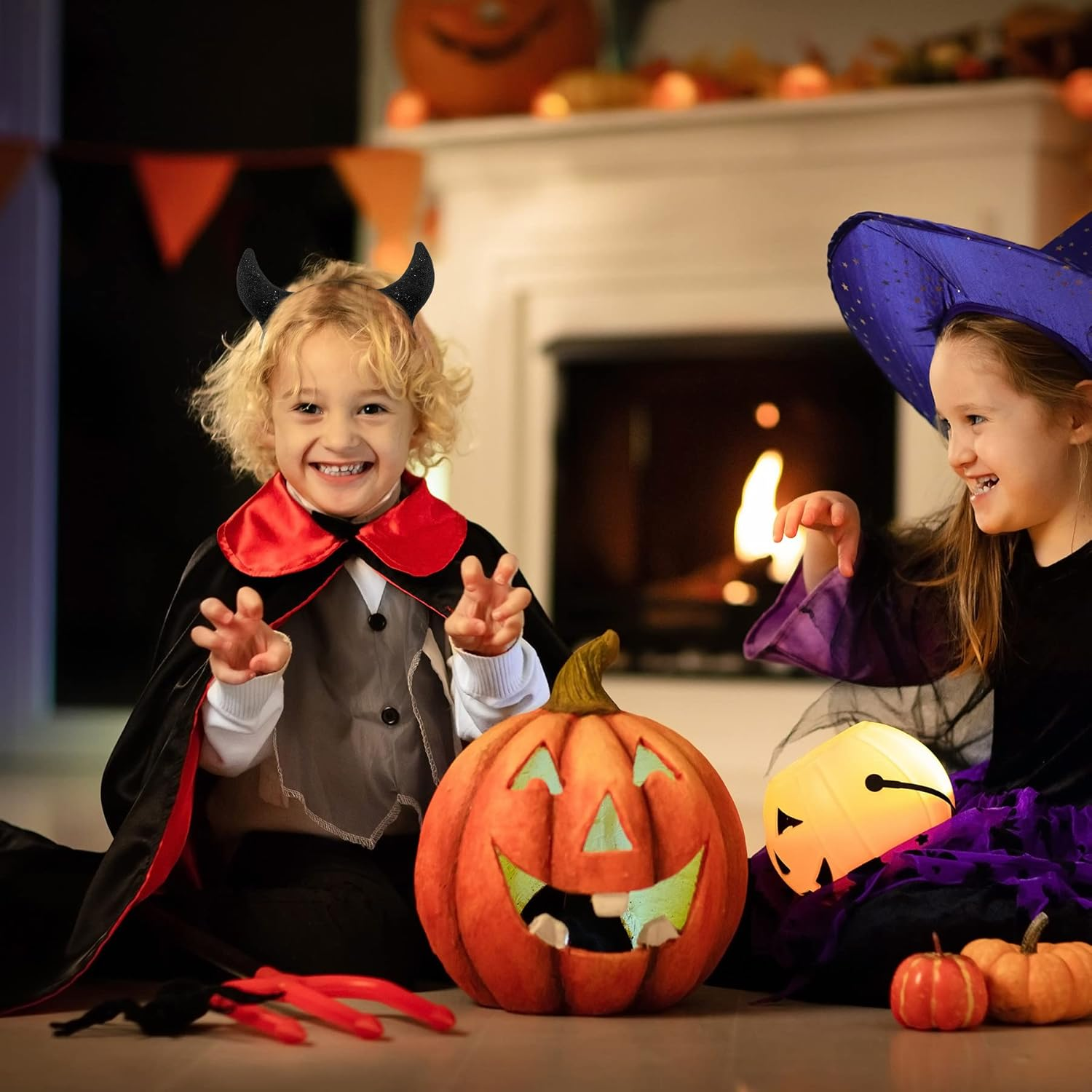 Glitter Devil Horns Headband - HKFUON Sparkly Halloween Devil Ears Headband Cute Sexy Hair Band Decorative Hoop Accessories - Black image number 5