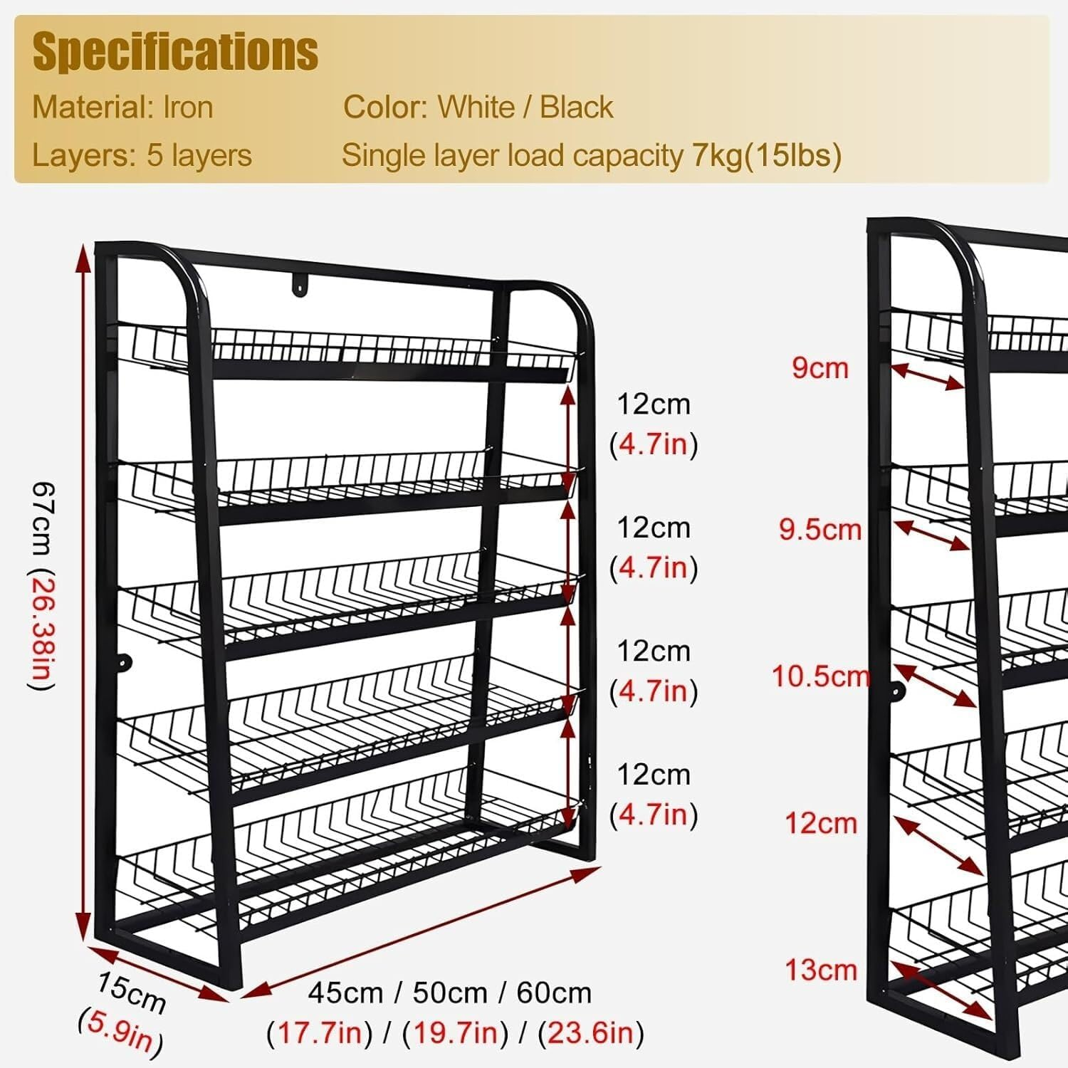 Snack Storage Rack Storage Baskets， Supermarket Shelf Label Holder Standing(Black,W60Cm(24In)) image number 1