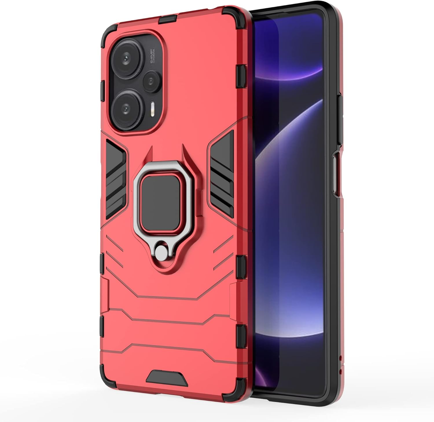 ESTH&reg; Compatible with Xiaomi Poco F5/Redmi Note 12 Turbo Case with 360&deg; Rotating Ring Stand Protective Case [For Mobile Phone Holder Car Magnet] Military Shockproof Mobile Phone Case, Blue