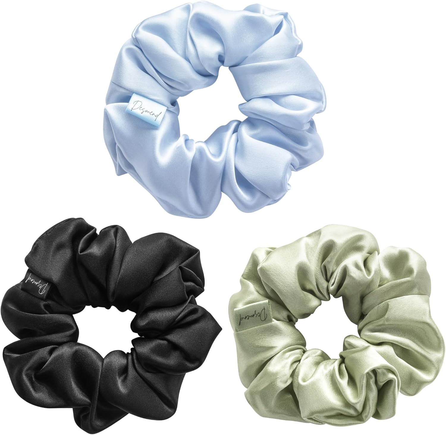 Silk Scrunchies 100% Pure Mulberry Thin Skinny Silk Hair Ties for Women & Girls No Damage Hair Bands Perfect for Ponytails & Sleep Small 5 Pcs Black/Green/Pink/Light Brown/Blue