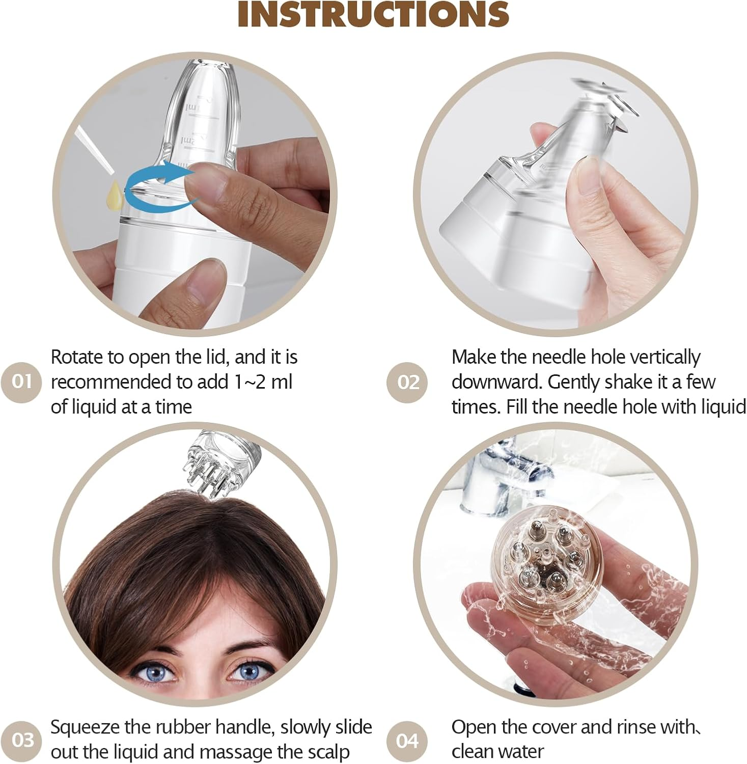 Scalp Applicator Comb,Minoxidil Applicator Tool,Hair Oil Essential Serum Liquid Massager for Hair Growth, Follicle Care Treat Hair Loss Thinning (Transparent) image number 3