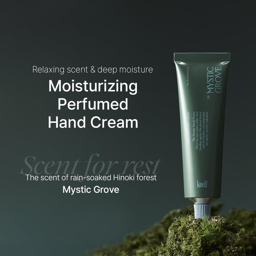 Koelf Perfumed Hand Cream No.2 Mystic Grove 50Ml (1.69 Fl. Oz.) - Hand Moisturizer for Dry Skin with Urea, Lactobacillus Complex, Centella Asiatica, Hinoki Scented Soothing Hand Cream image number 3