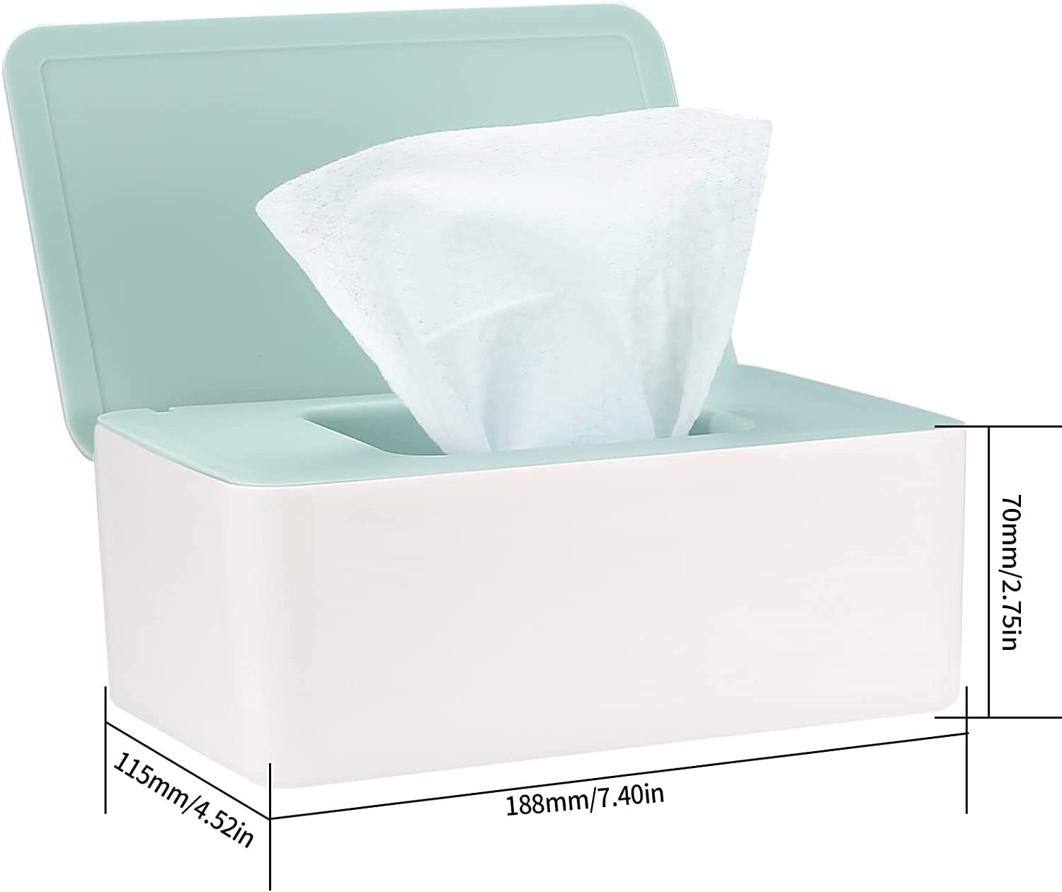 Wet Wipes Storage Box, Wet Wipes Box, Wipes Dispenser Holder Case Boxes, Toilet Tissue Paper Napkin Container Box with Lid for Home Office Desk - Green - Green-2 image number 4