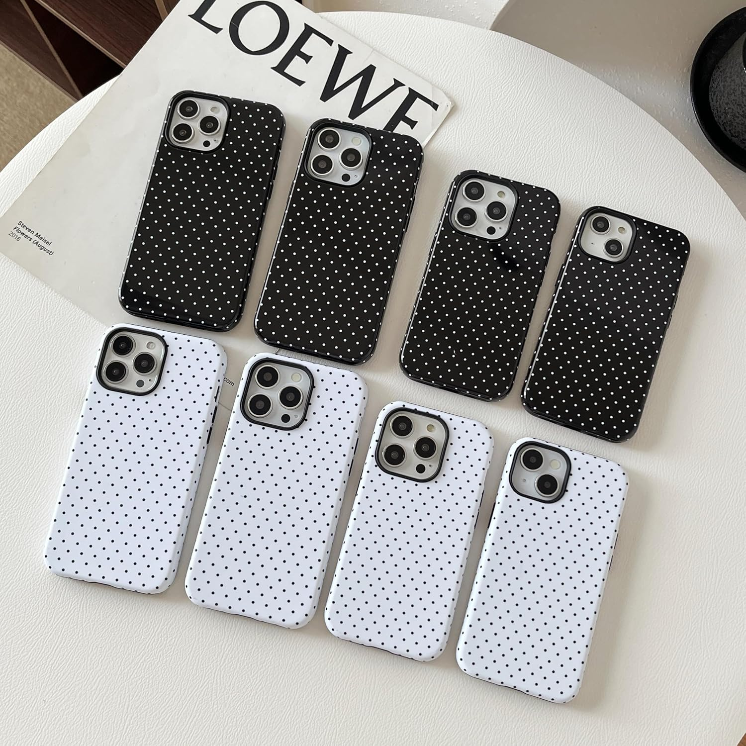 TQLGY for Iphone 14 Pro Case, Cute Polka Dot Phone Case Shockproof Slim Soft TPU and Hard PC Protective Cover for Women Girls, Black image number 2