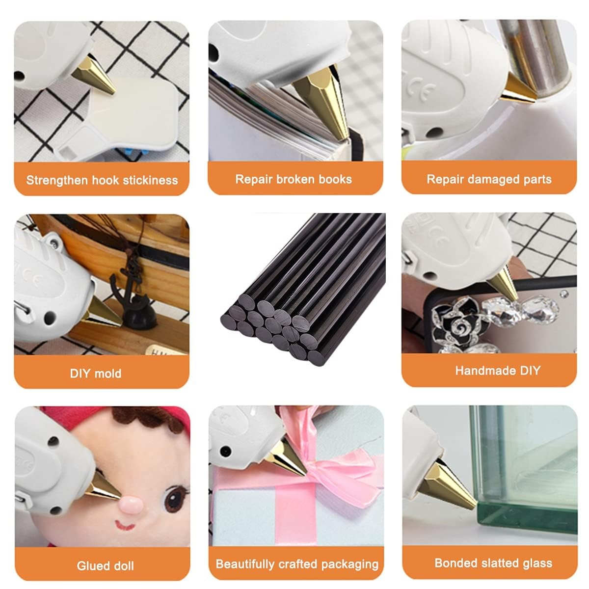 15Pcs Hot Melt Glue Sticks,270 X11Mm Car Dent Repair Kit,Handmade Craft DIY Home Office Project Craft Fix & Repairs(Black) image number 3