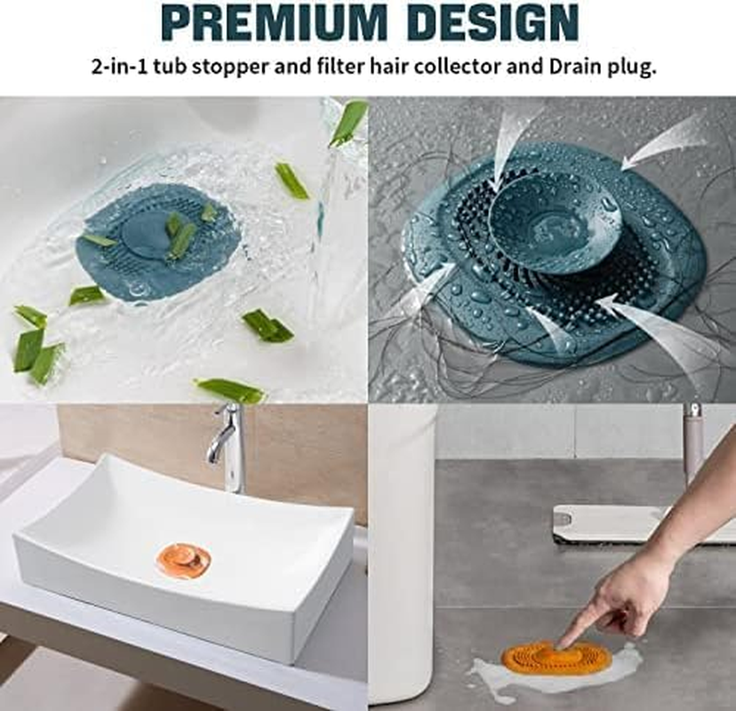 4 Pack Silicone Bath and Sink Strainers,Universal Hair Catcher Shower Drain Cover, Kitchen Sink Plugs Hair Catcher image number 3