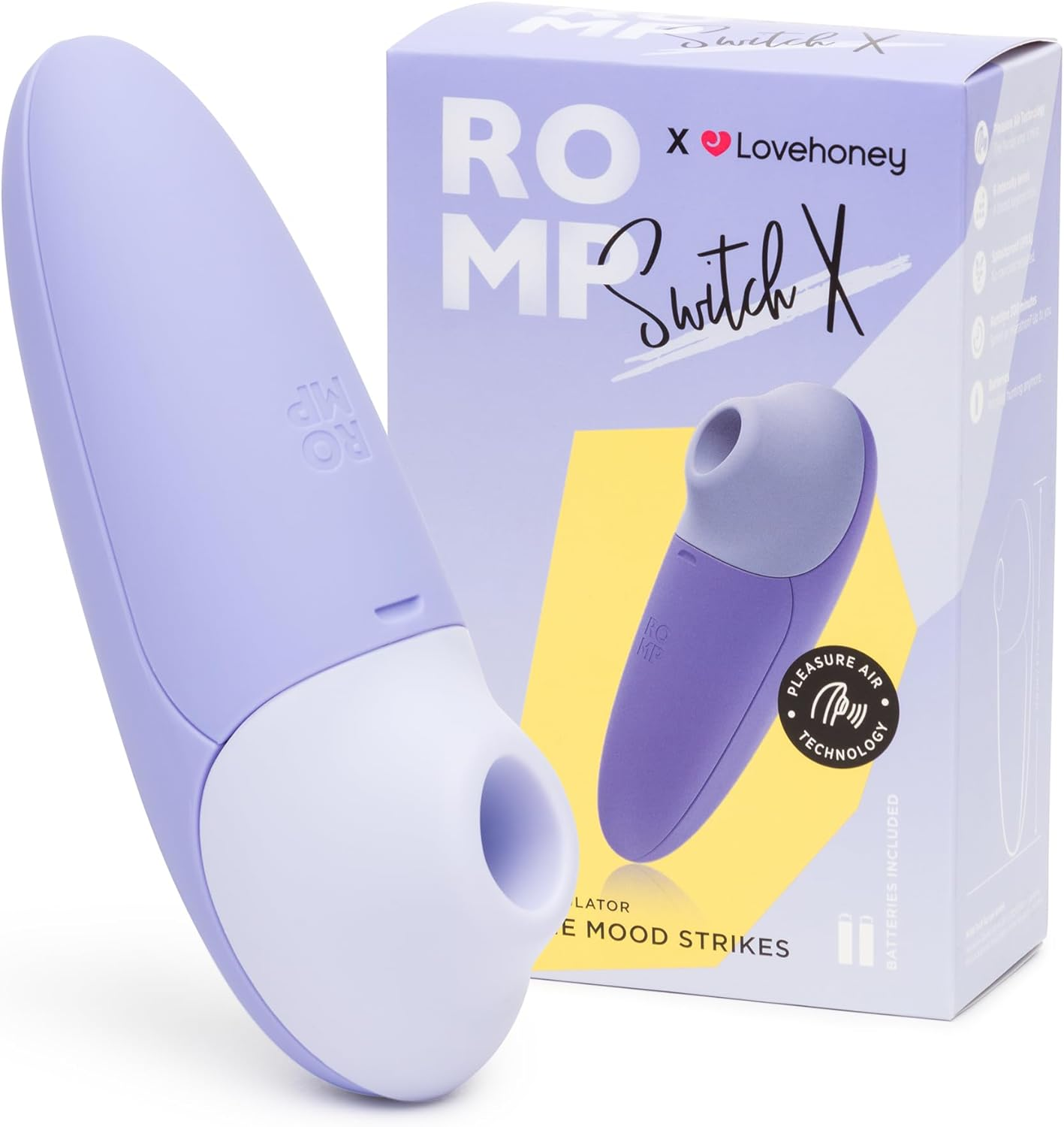 Lovehoney Switch X Clit Sucker Adult Sex Toys | Personal Massage Tool with 6 Suction Levels | Clitoris Stimulator for Woman | Sucking Clitoral Vibrator | Clitoris Stimulator Toy for Couples | Purple image number 2
