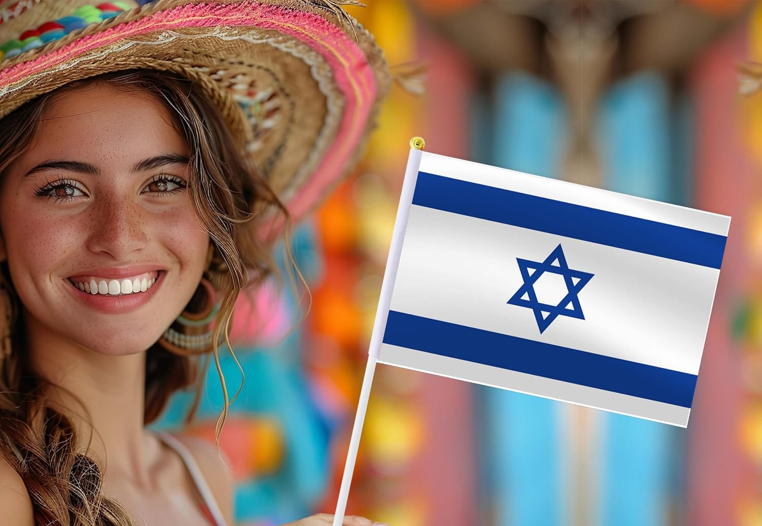 Israel Handheld Small Flag Set,10 PCS 5&times;8 Inch Mini Israelis Hand Held Banner,Tiny Digital Printed Polyester Banner image number 2