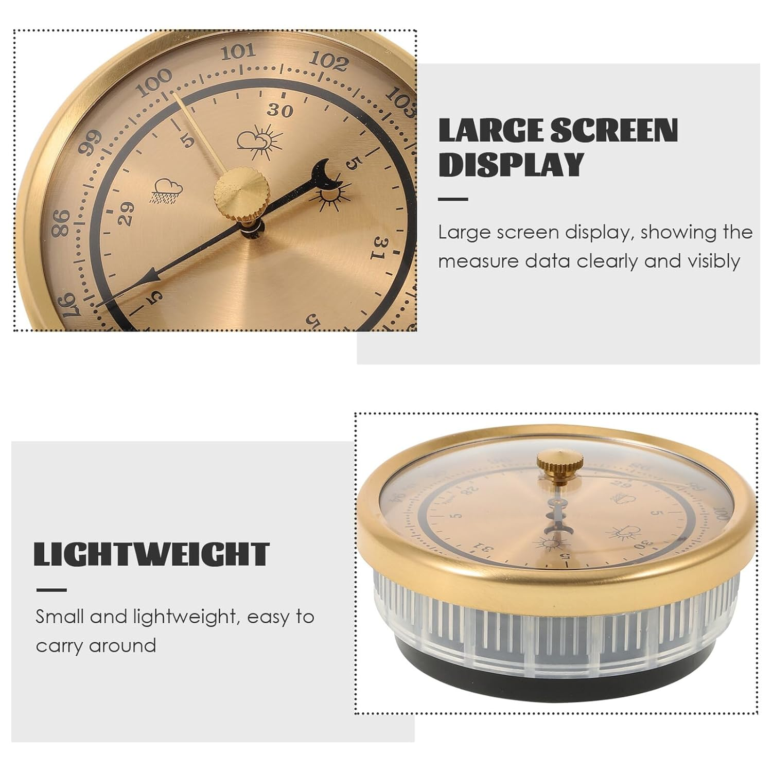 Ifundom Aneroid Household Barometer with Pointer Design Large Screen for Accurate Weather Prediction Indoor Temperature Humidity Measurement Compact Portable Vacuum Pressure Gauge