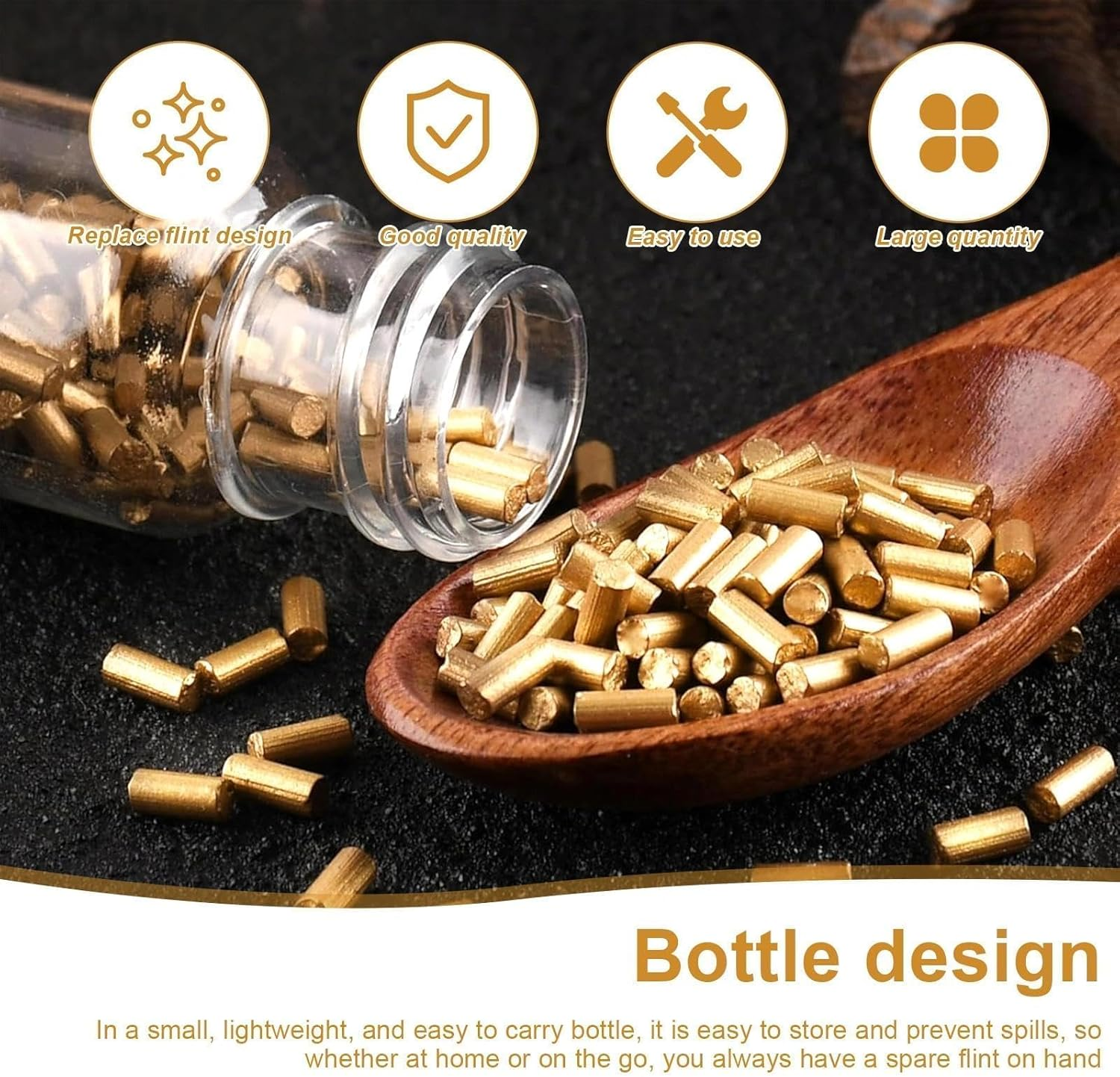 LINTRA Pack of 600 Flints, 2.2 Mm Flints for Lighters with Storage Bottle, Lighter Replacement Stones for Various Lighter Models image number 4