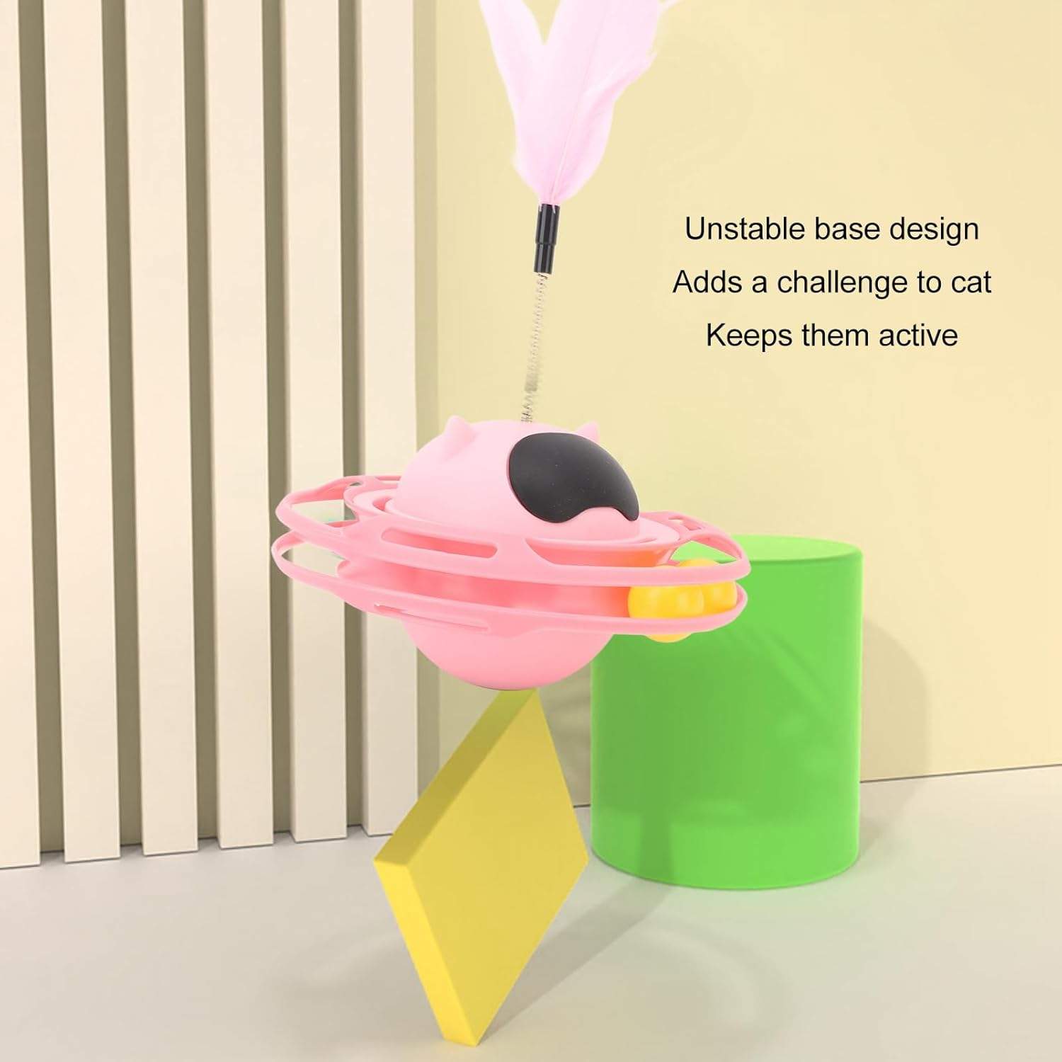 Indoor Cat Toy,Interactive Cat Toy with Wheel,Ball Track Toy with Cat Stick,Circle Turntable Cat Toy,Round Cat Toy with Feature /750 image number 2