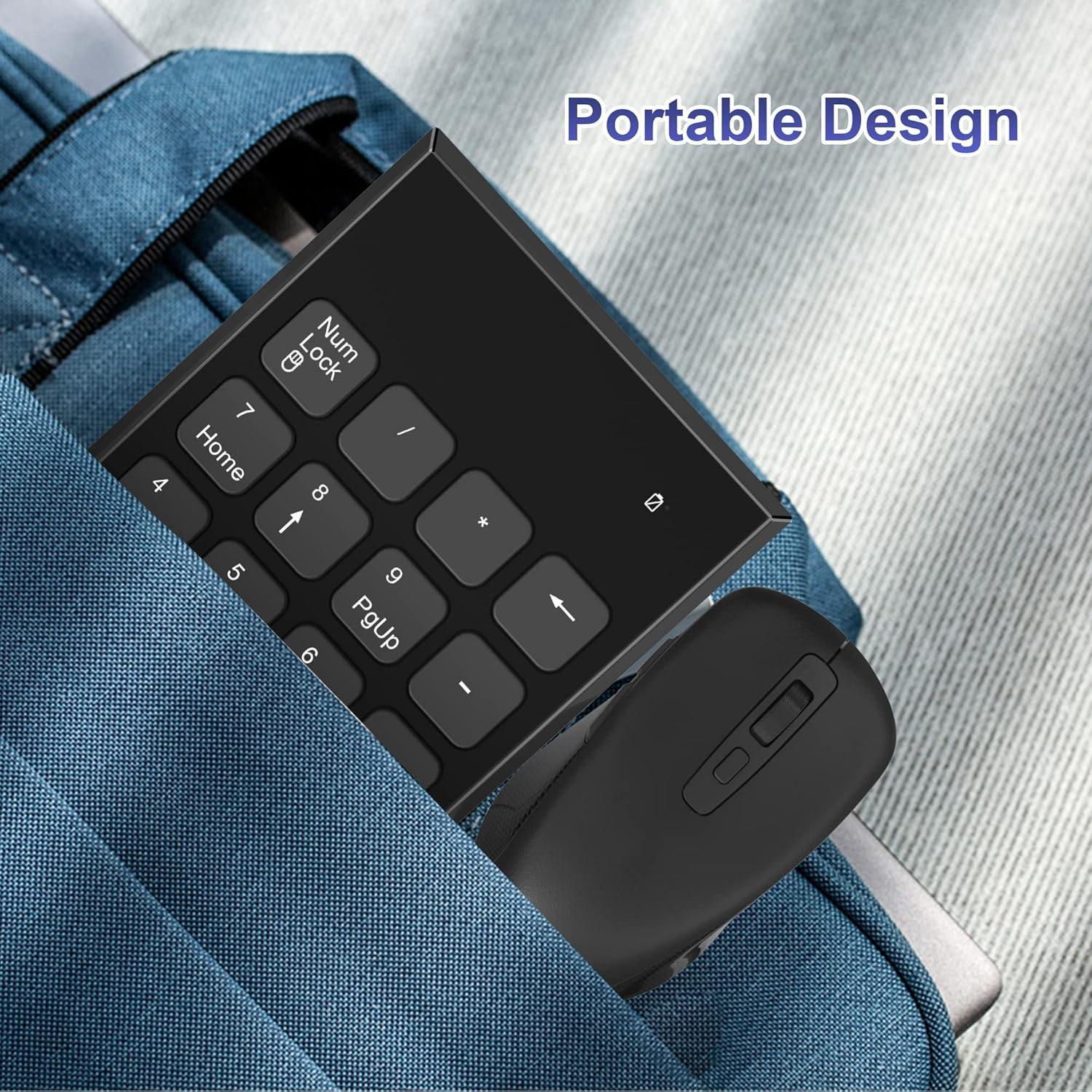 Wireless Number Pad and Mouse Combo,2.4G 19 Keys USB Wireless Numeric Keypad,3 Adjustable Mouse Speeds DPI 800/1200/1600,Set for Laptop,Notebook,Desktop,Pc Computer-Use One USB Receiver image number 5