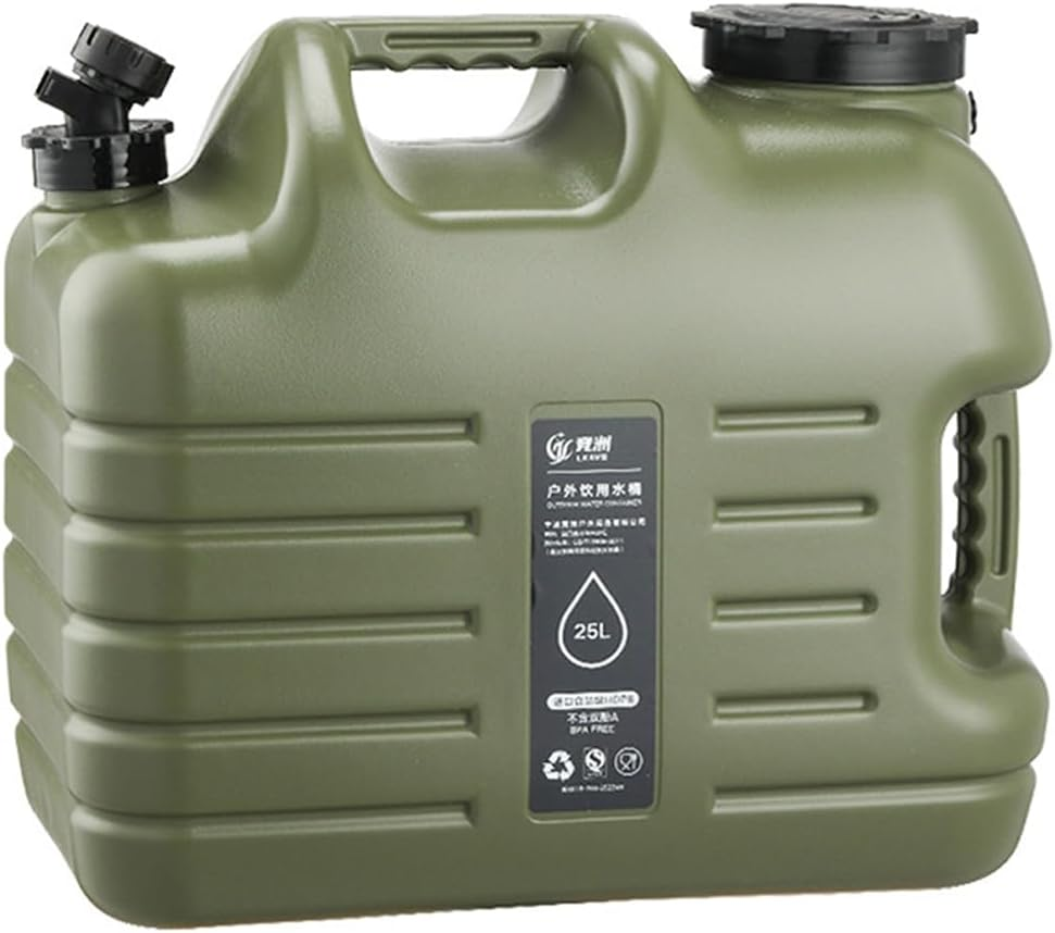 AIMALL 25L Outdoor Camping Water Storage Tank &ndash; Portable Square PE Drinking Container with Handle & Foldable Faucet for Car Travel, Hiking, Emergency Use (15.74X9.05X13.38 In) image number 2