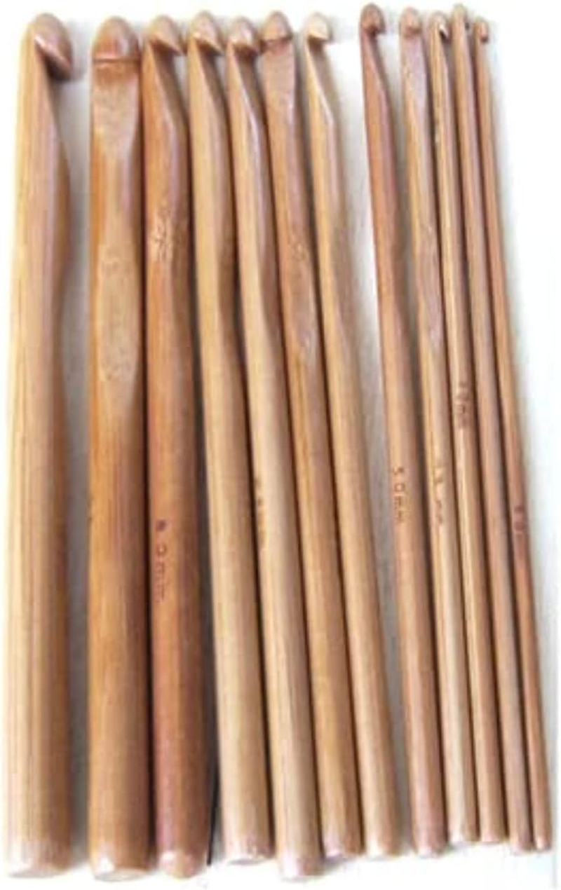 12Pcs 6" Bamboo Crochet Hooks Needle Knitting Hooks Knit Craft Weave Yarn 3 to 10 Mm Diameters image number 4
