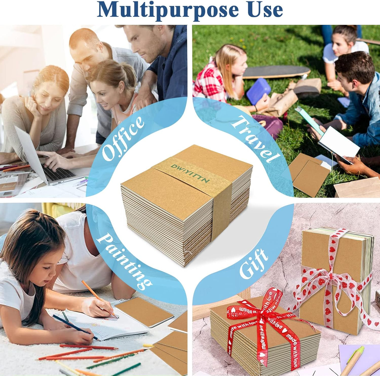 24Pack Mini Notebook Bulk, 3.5 X 5" Small Journal 36 Lined Pages(18 Sheets) Kraft Mini Jounrnal Soft Cover Writing Notepads for Kids Students Gifts School Home Office image number 2