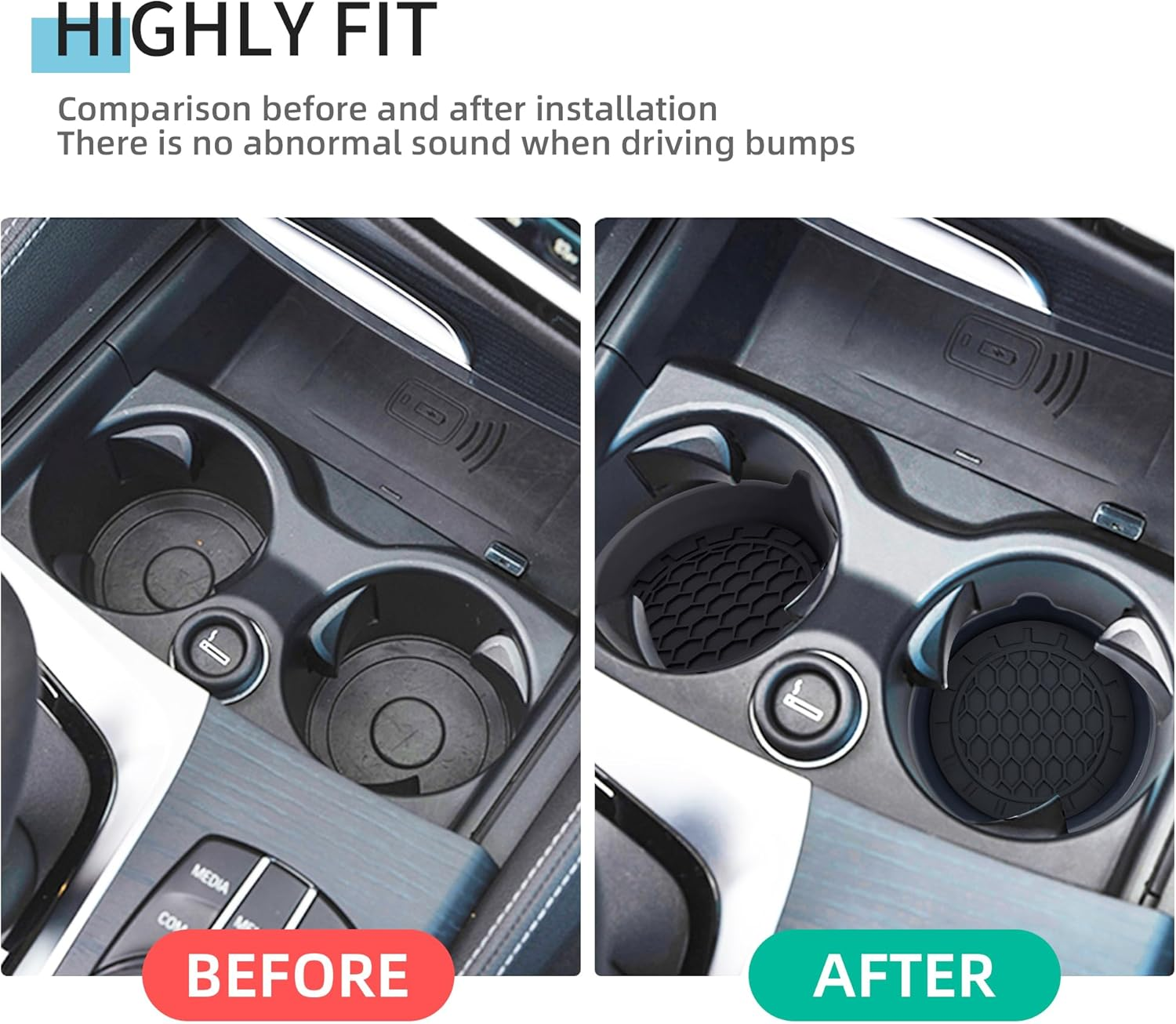 Amooca Automotive Cup Holders Universal Car Cup Coaster Waterproof Non-Slip Sift-Proof Spill Holder Car Interior Accessories 4 Pack Black image number 4