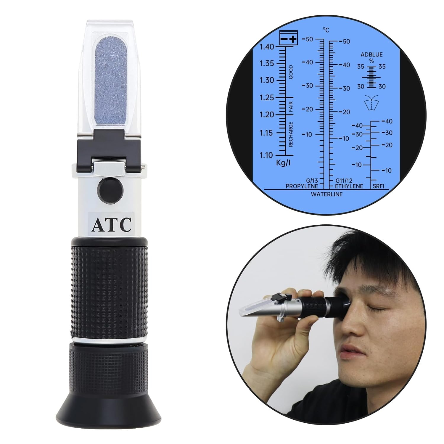 Origlam 4-In-1 Car Adblue Urea Refractometer Battery Fluid Ethylene Propylene Glycol ATC image number 2