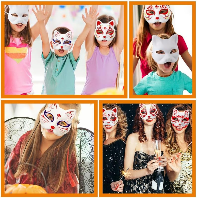 Vaguelly Hand-Painted Mask 2Pcs Blank Paper Masks for Diy Art Projects Perfect for Kids Craft Activities and Halloween Celebrations image number 3