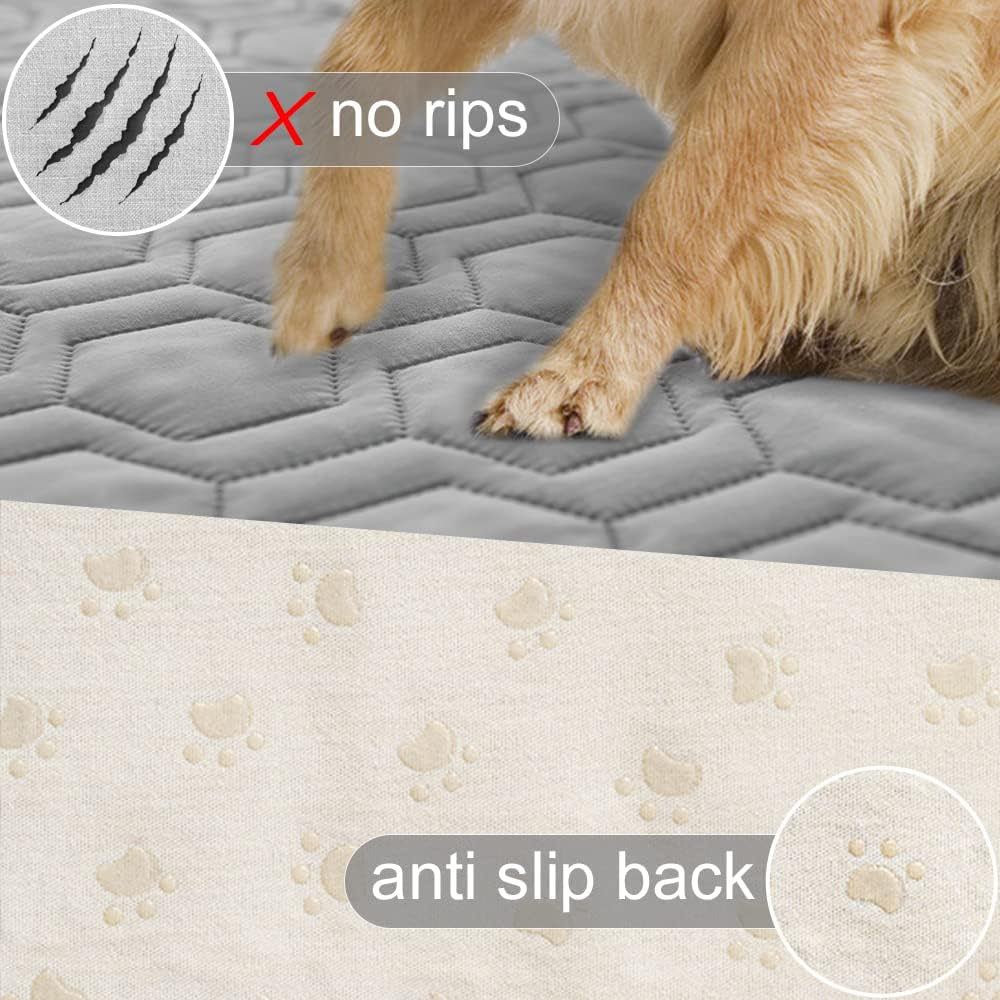 Tcksstex Waterproof & Non-Slip Dog Bed Cover and Pet Blanket Sofa Pet Bed Mat ，Car Incontinence Mattress Protectors Furniture Couch Cover for Most Cats Dogs,Pets<30X70-Light Grey> image number 7