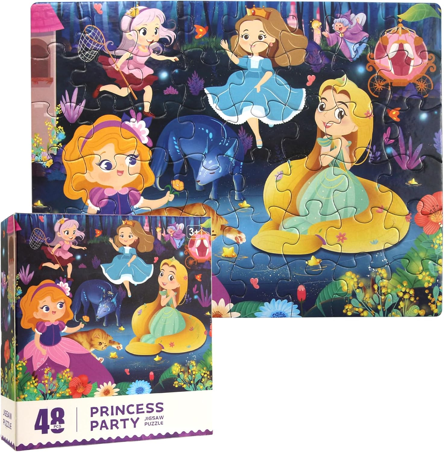 TORMEN Puzzles for Kid Ages 4-6,48Pcs Colored Paper Jigsaw Puzzle Durability Educational Perfect for Family Game Classroom Fun (Princess Dancing) image number 5